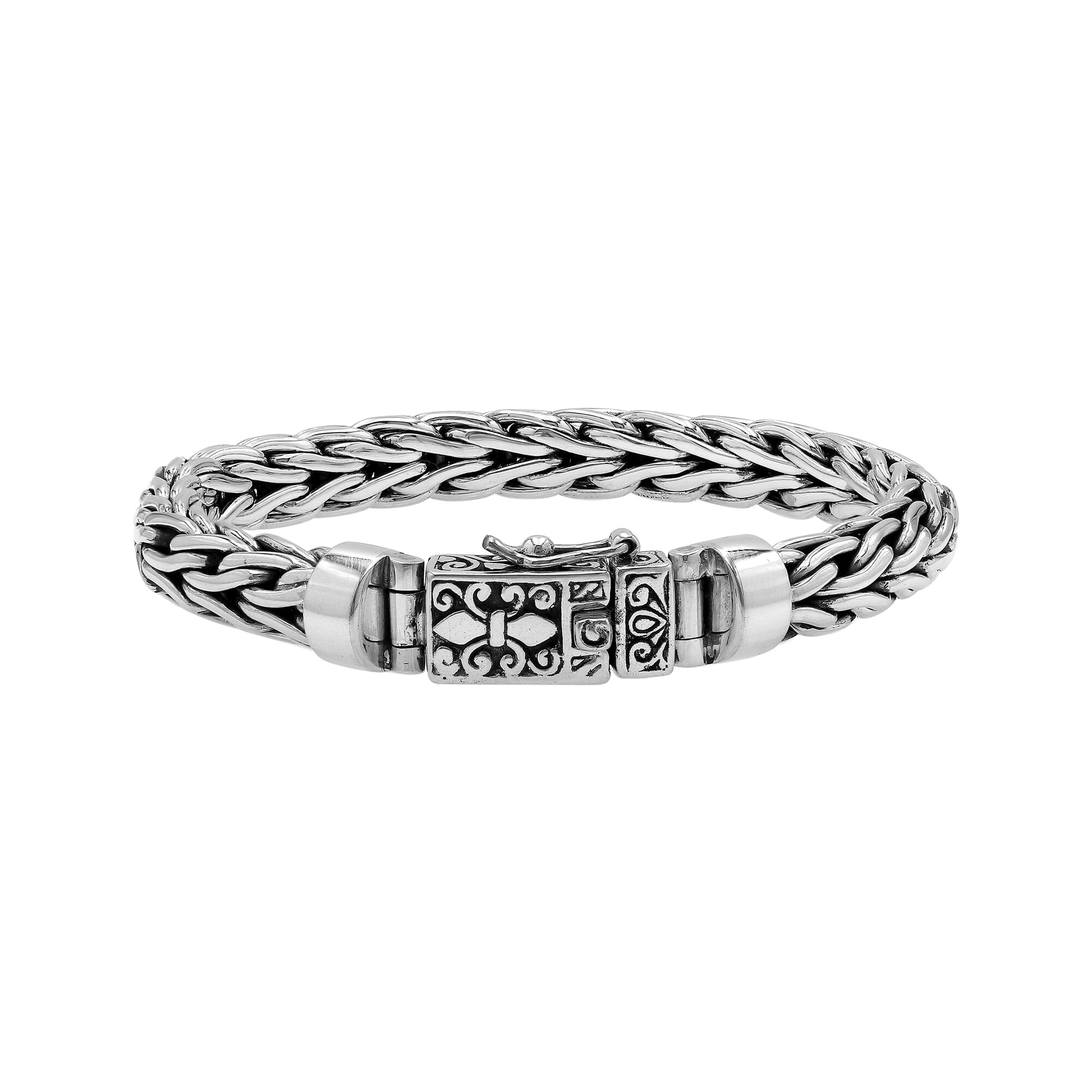 Sterling Silver Wheat Chain Bracelet With Decorative Box Clasp For Retail