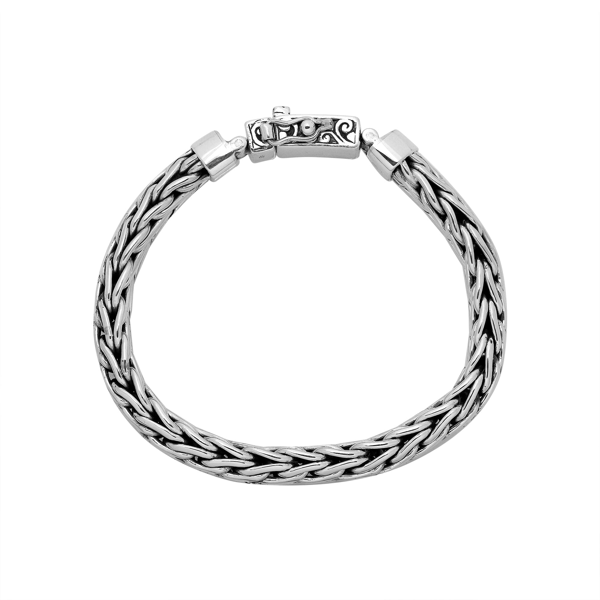 Sterling Silver Wheat Chain Bracelet With Decorative Box Clasp For Retail