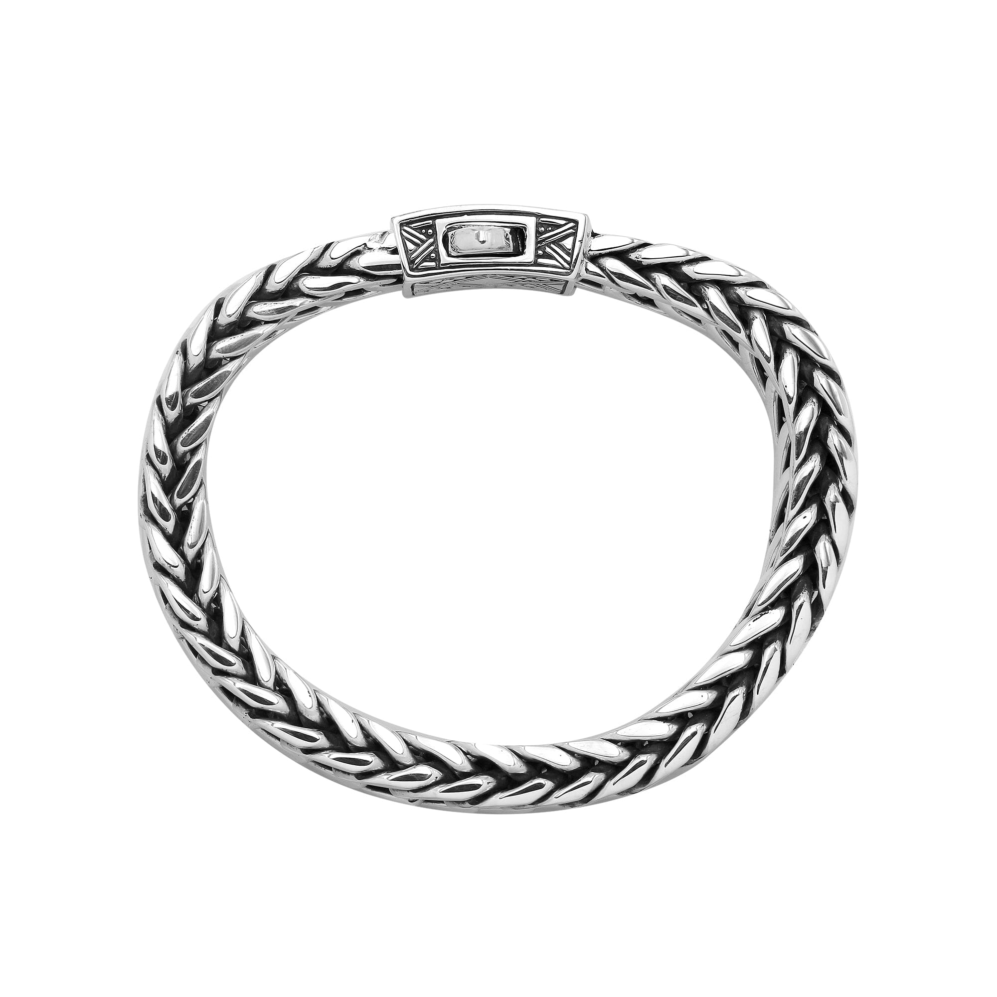 Sterling Silver Curb Chain Bracelet With Decorative Engraved Box Clasp For Retail