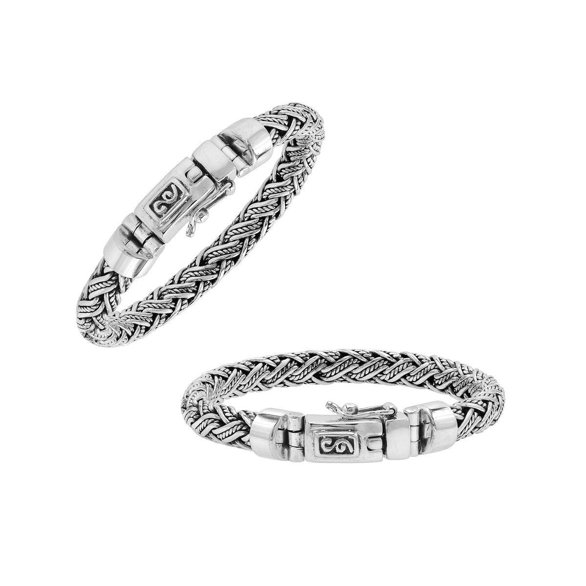 Sterling Silver Woven Bracelet With Box Clasp And Safety Latch For Retail