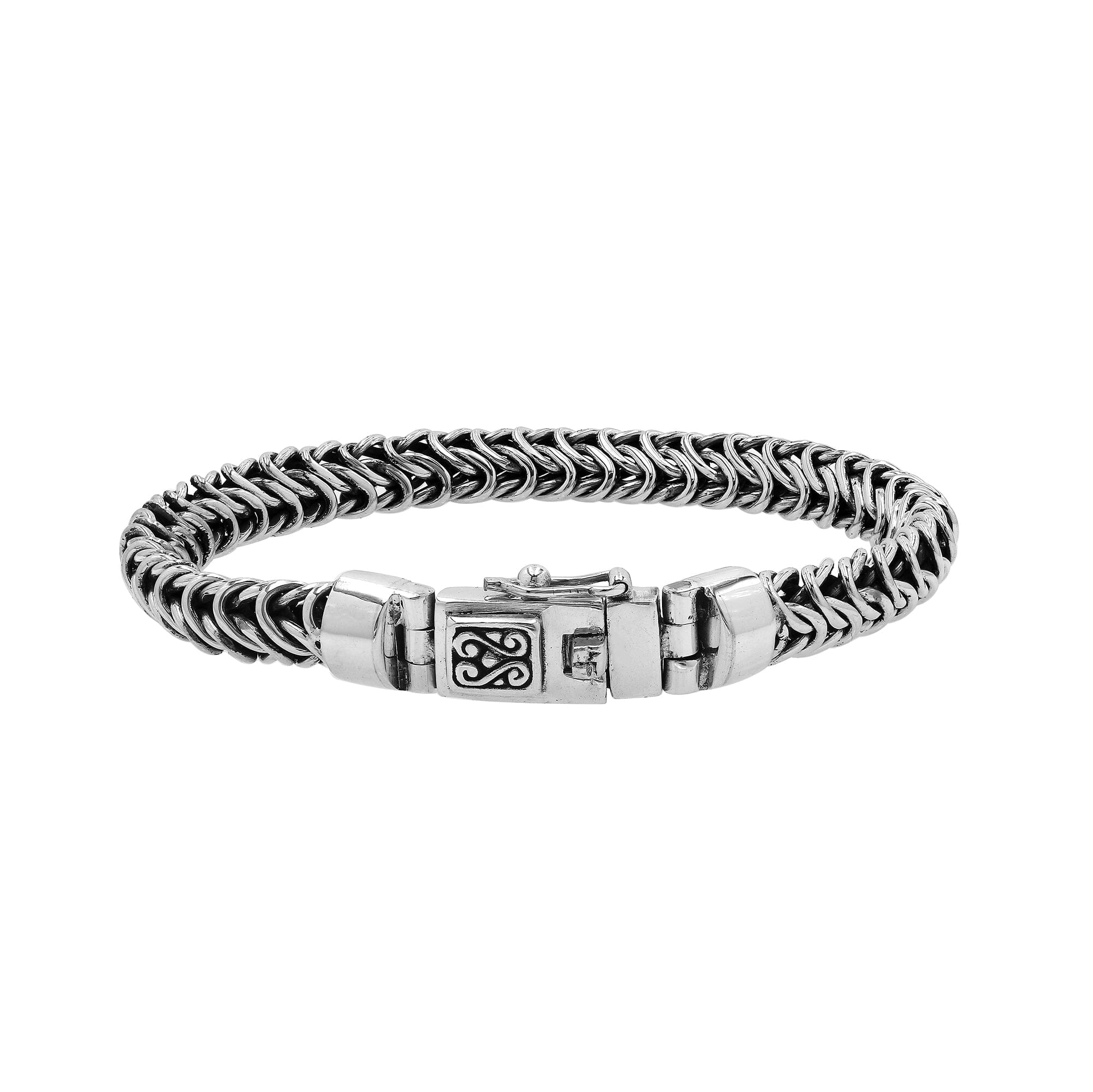 Sterling Silver Woven Bracelet With Box Clasp And Safety Latch