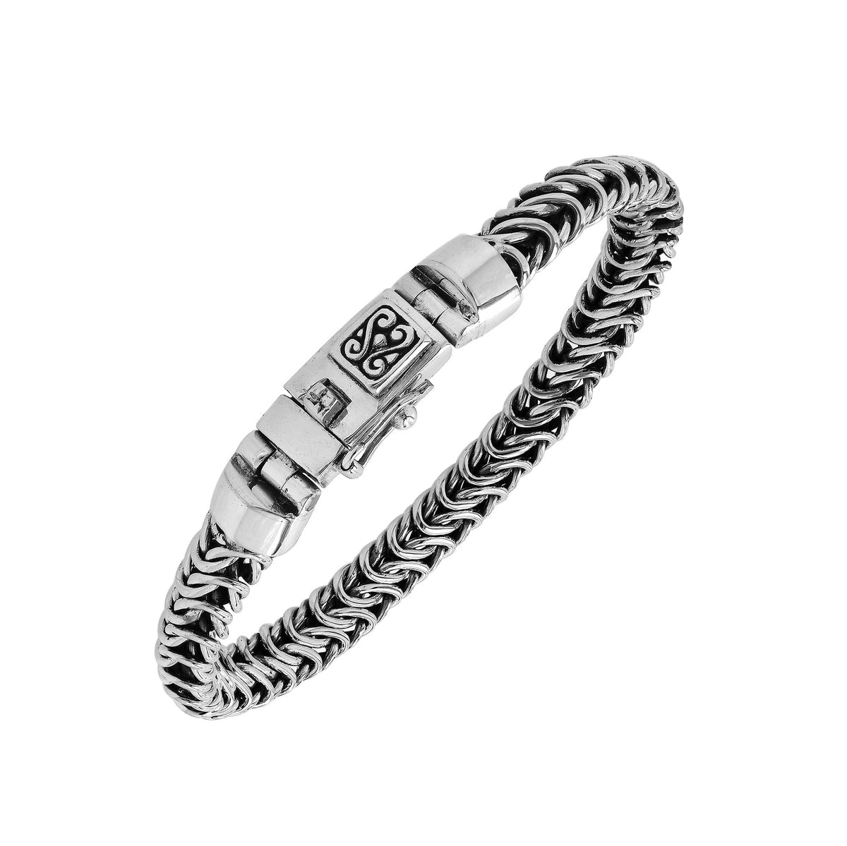 Sterling Silver Woven Bracelet With Box Clasp And Safety Latch