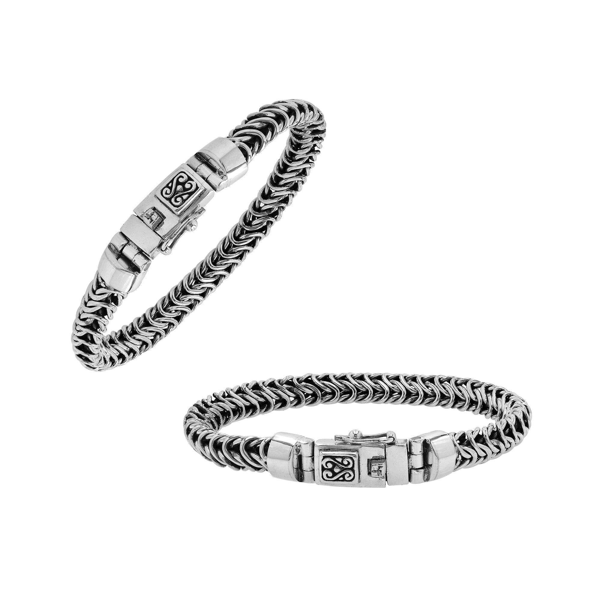 Sterling Silver Woven Bracelet With Box Clasp And Safety Latch