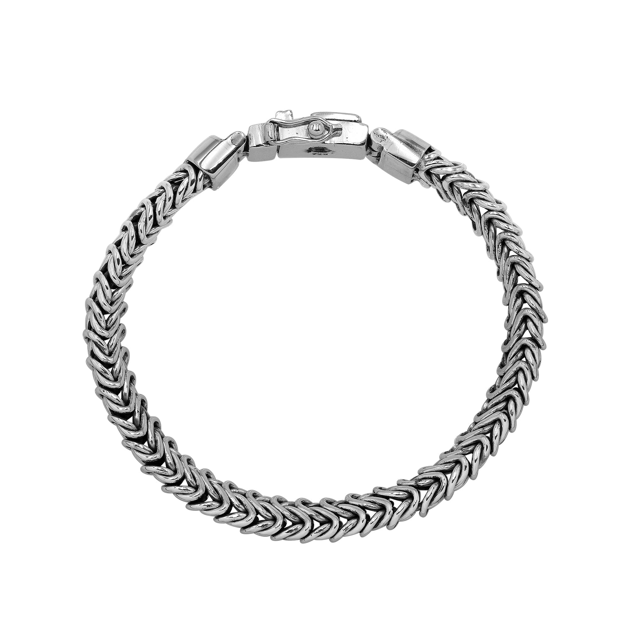 Sterling Silver Woven Bracelet With Box Clasp And Safety Latch