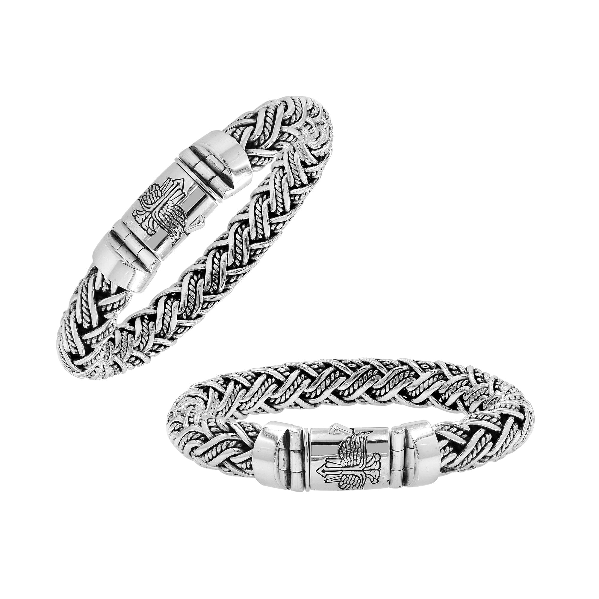 Sterling Silver Woven Bracelet With Polished Push Clasp For Retail