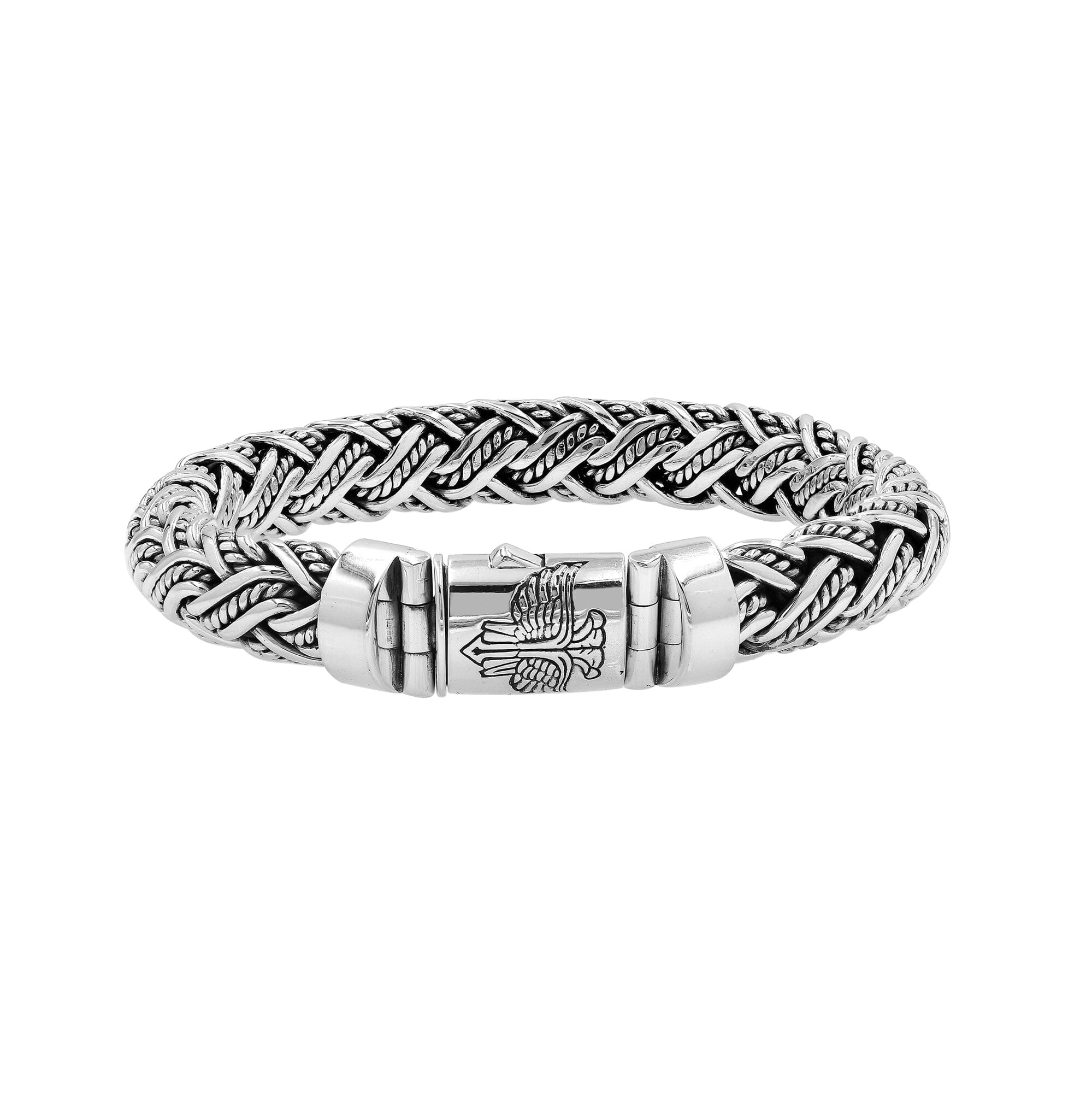 Sterling Silver Woven Bracelet With Polished Push Clasp For Retail