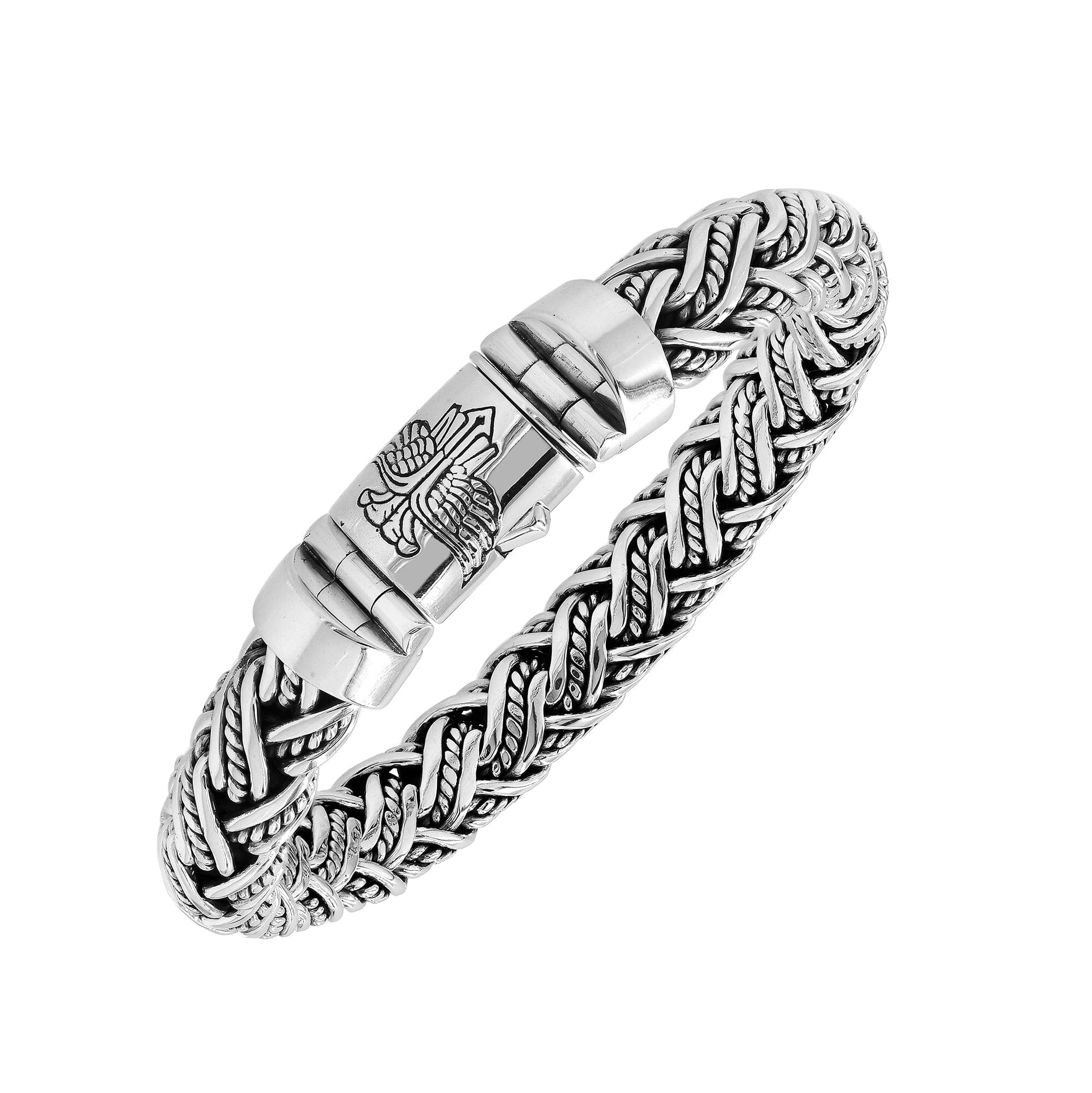 Sterling Silver Woven Bracelet With Polished Push Clasp For Retail