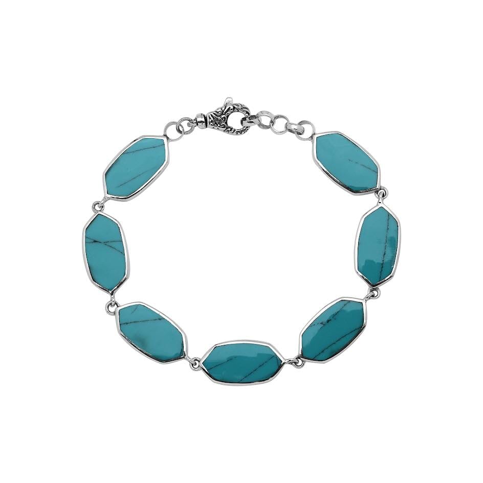 Sterling Silver Turquoise Shell Bracelet With Lobster Lock For Retail