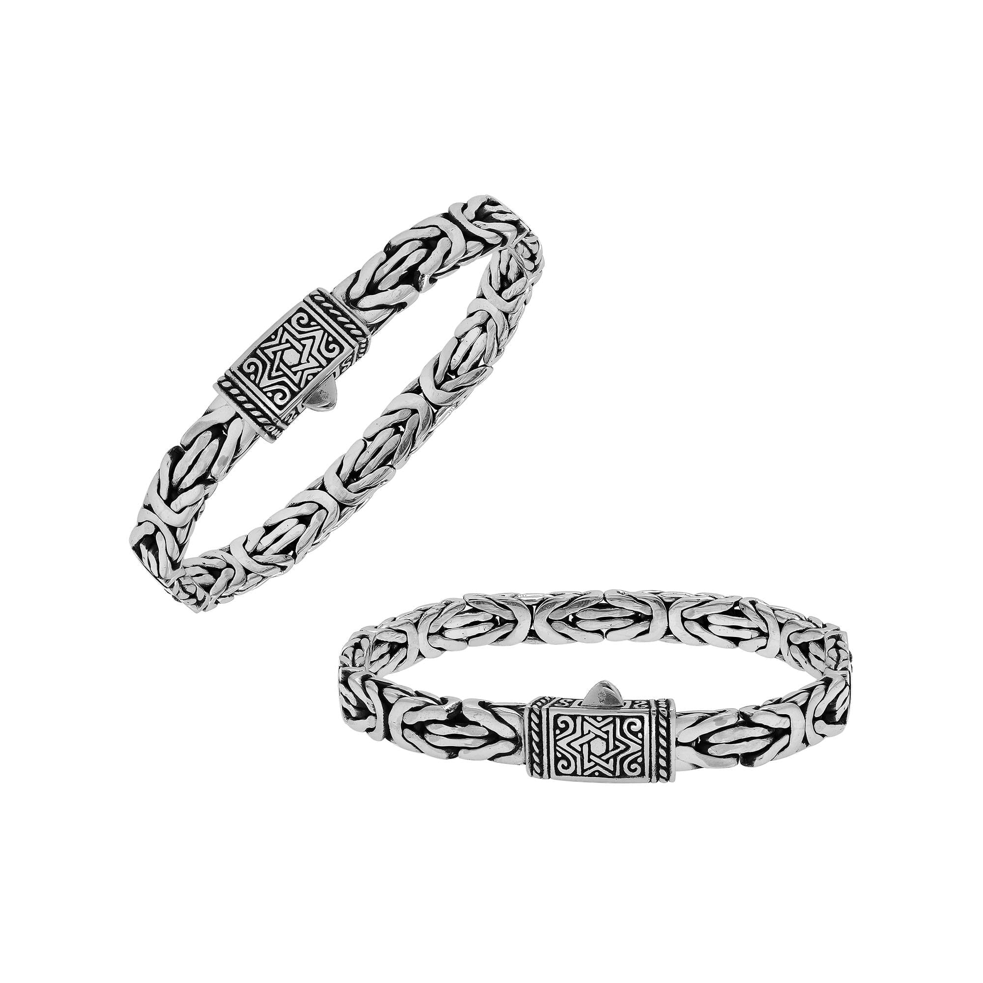 Sterling Silver Woven Bracelet With Engraved Push Clasp For Retail