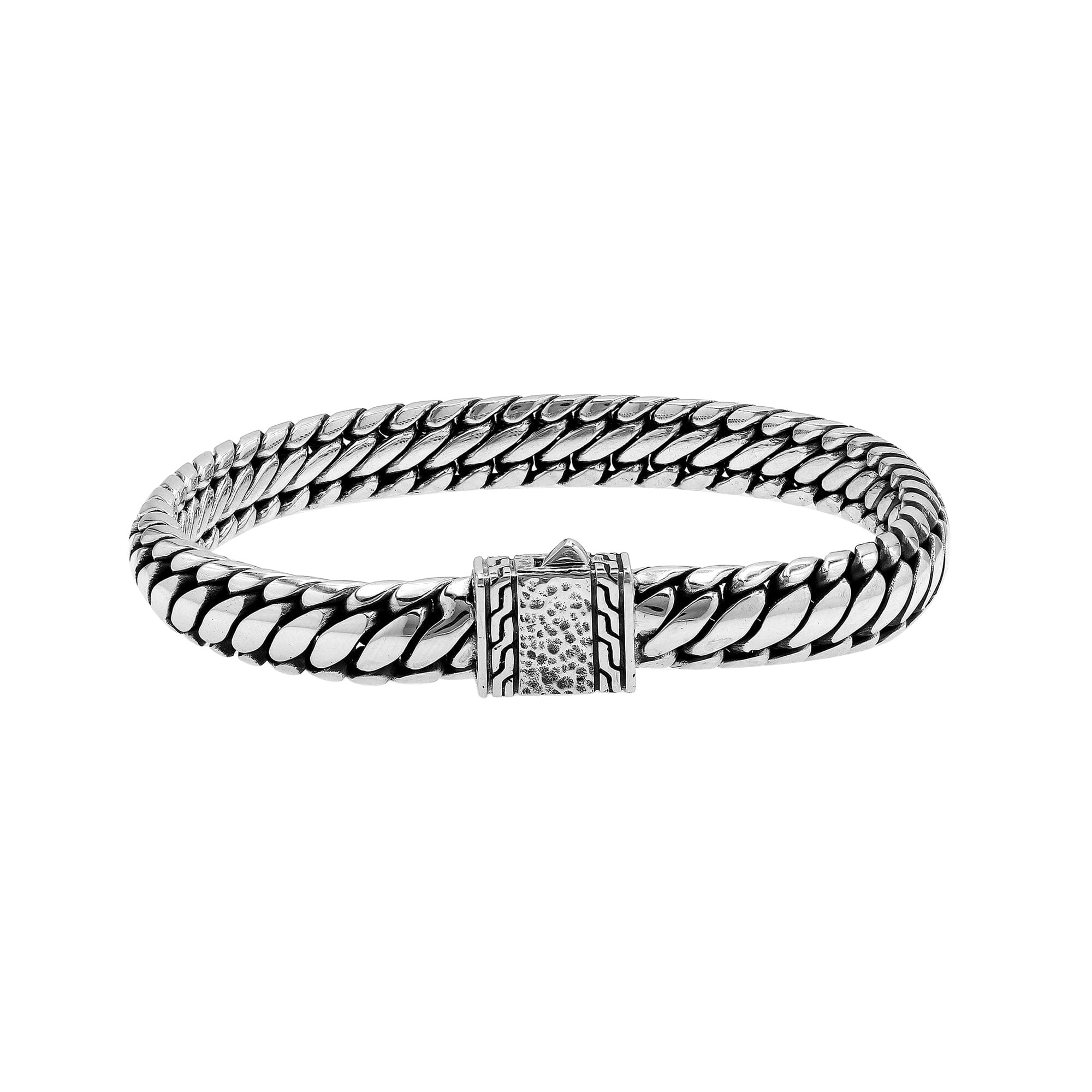 Sterling Silver Curb Chain Bracelet With Engraved Push Clasp For Retail