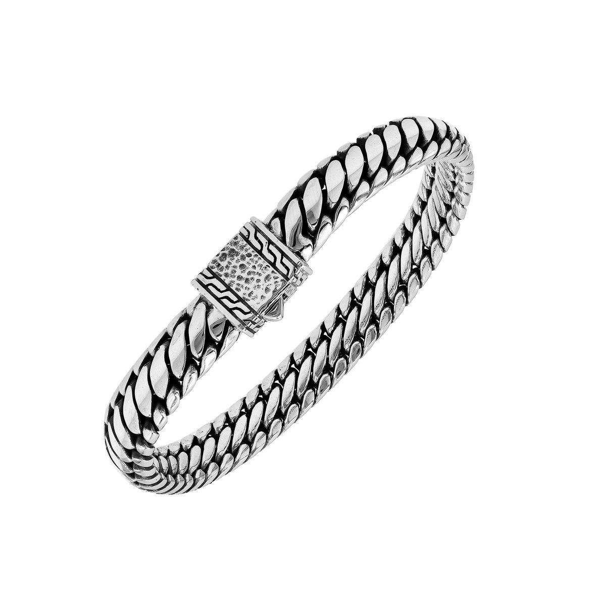 Sterling Silver Curb Chain Bracelet With Engraved Push Clasp For Retail