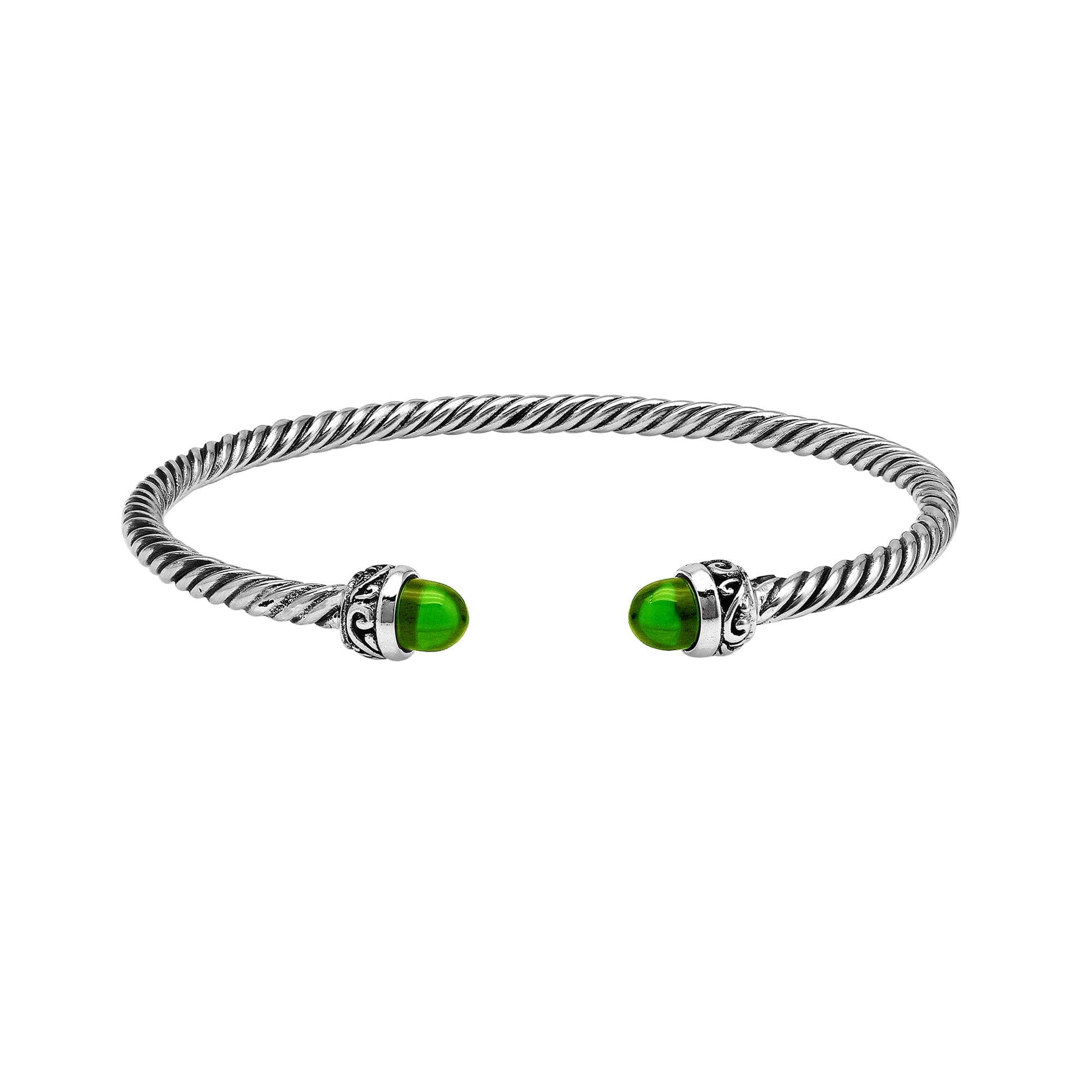 AB-1238-PR Sterling Silver Bangle With Peridot Q. Jewelry Bali Designs Inc 