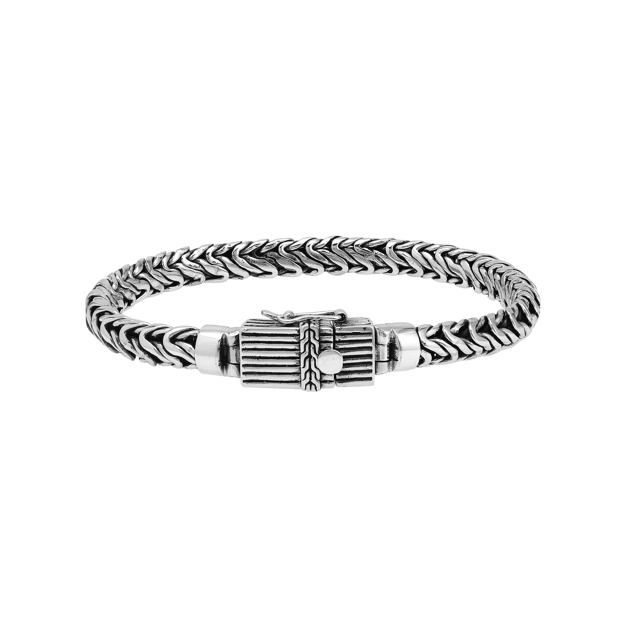 AB-1240-S-7" Sterling Silver Bracelet With Plain Silver Jewelry Bali Designs Inc 
