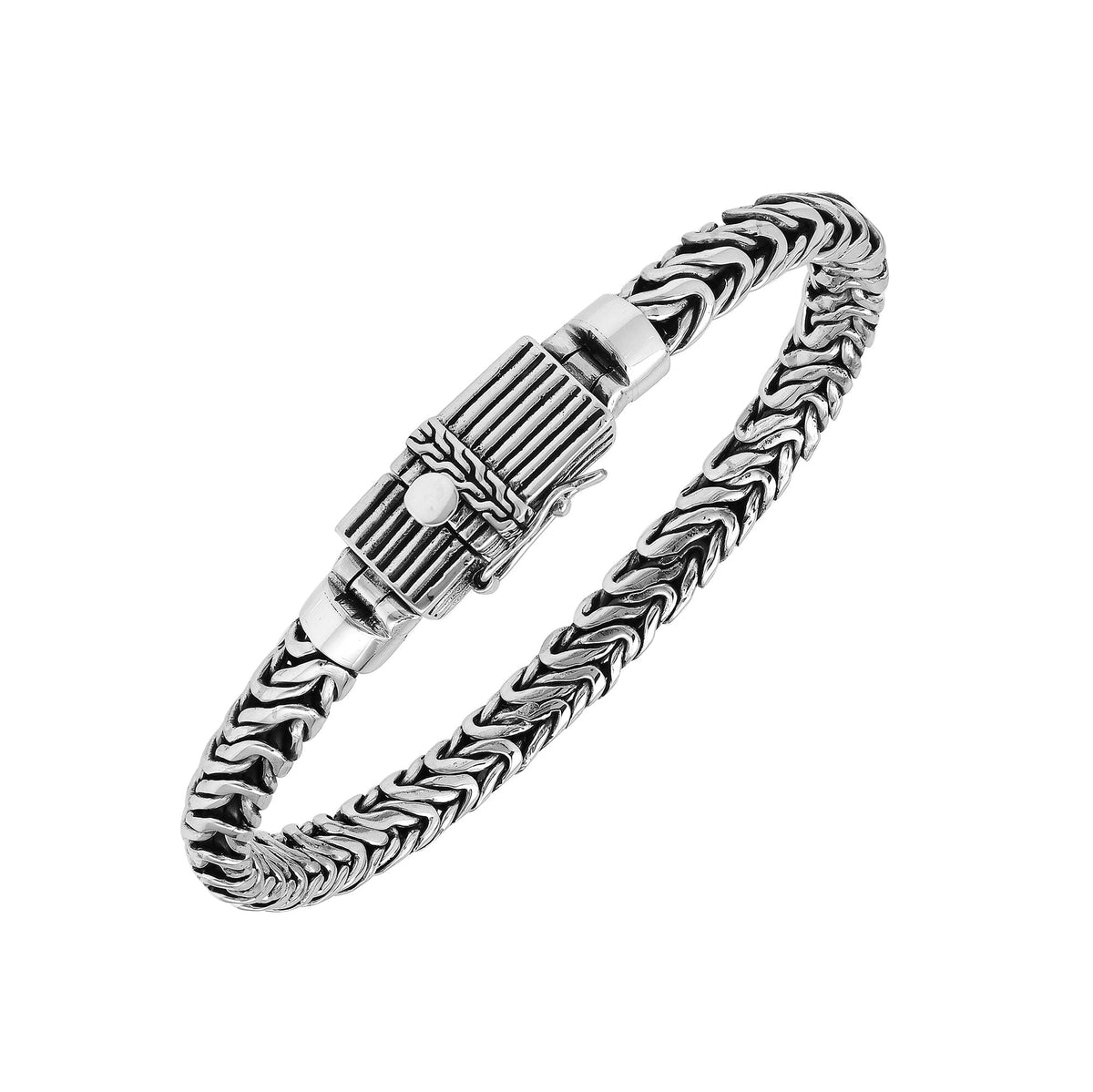 AB-1240-S-7" Sterling Silver Bracelet With Plain Silver Jewelry Bali Designs Inc 