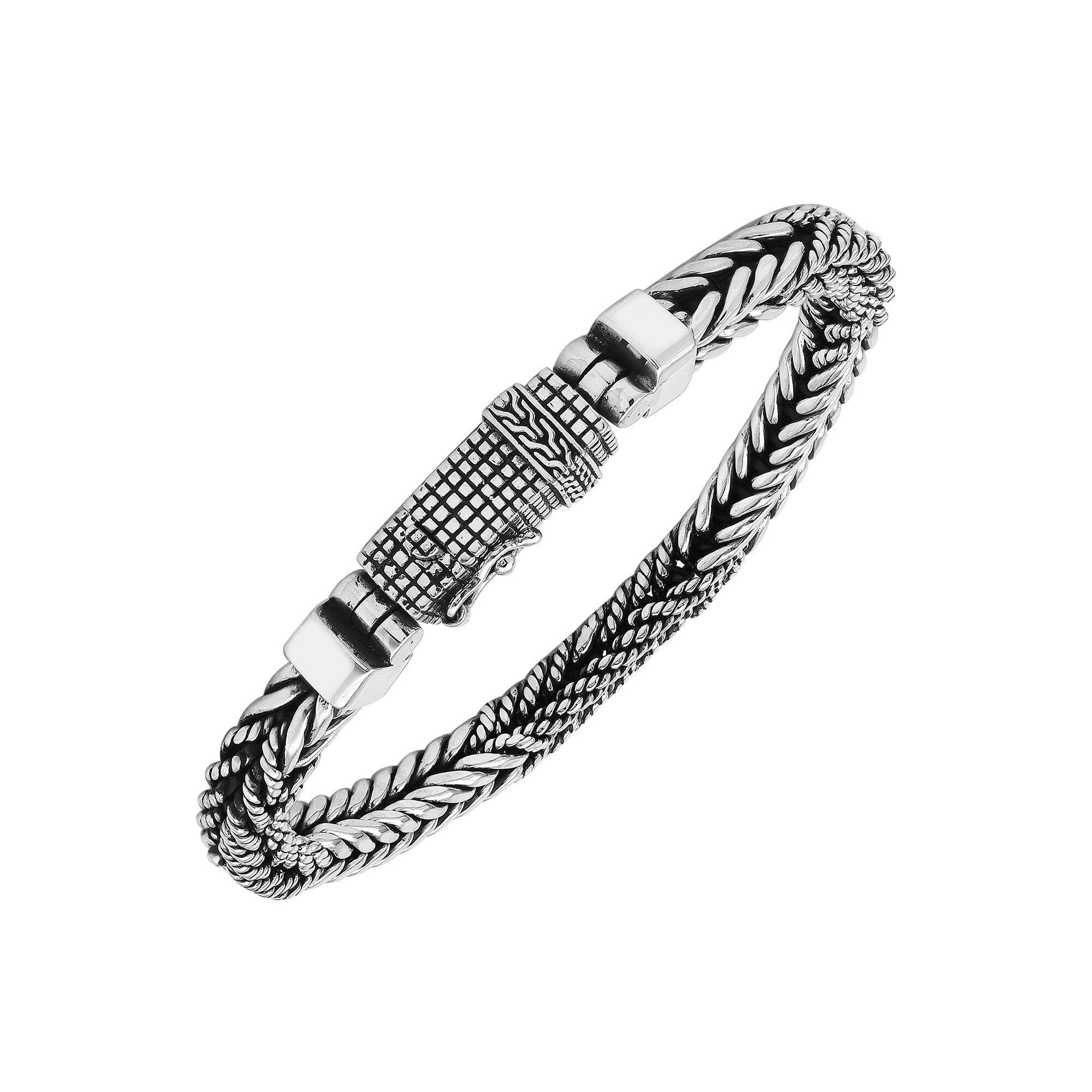AB-1241-S-7" Sterling Silver Bracelet With Plain Silver Jewelry Bali Designs Inc 