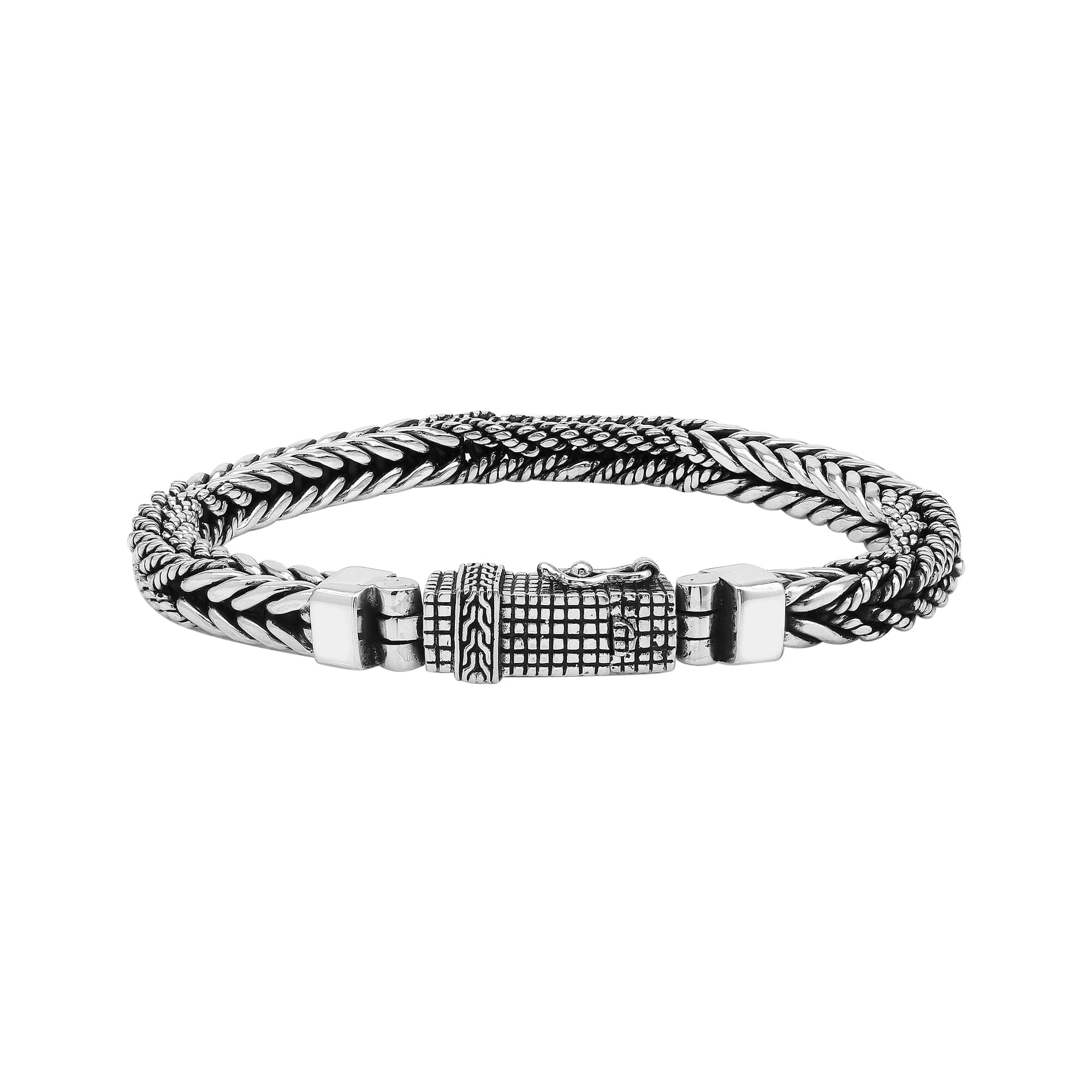 AB-1241-S-7" Sterling Silver Bracelet With Plain Silver Jewelry Bali Designs Inc 