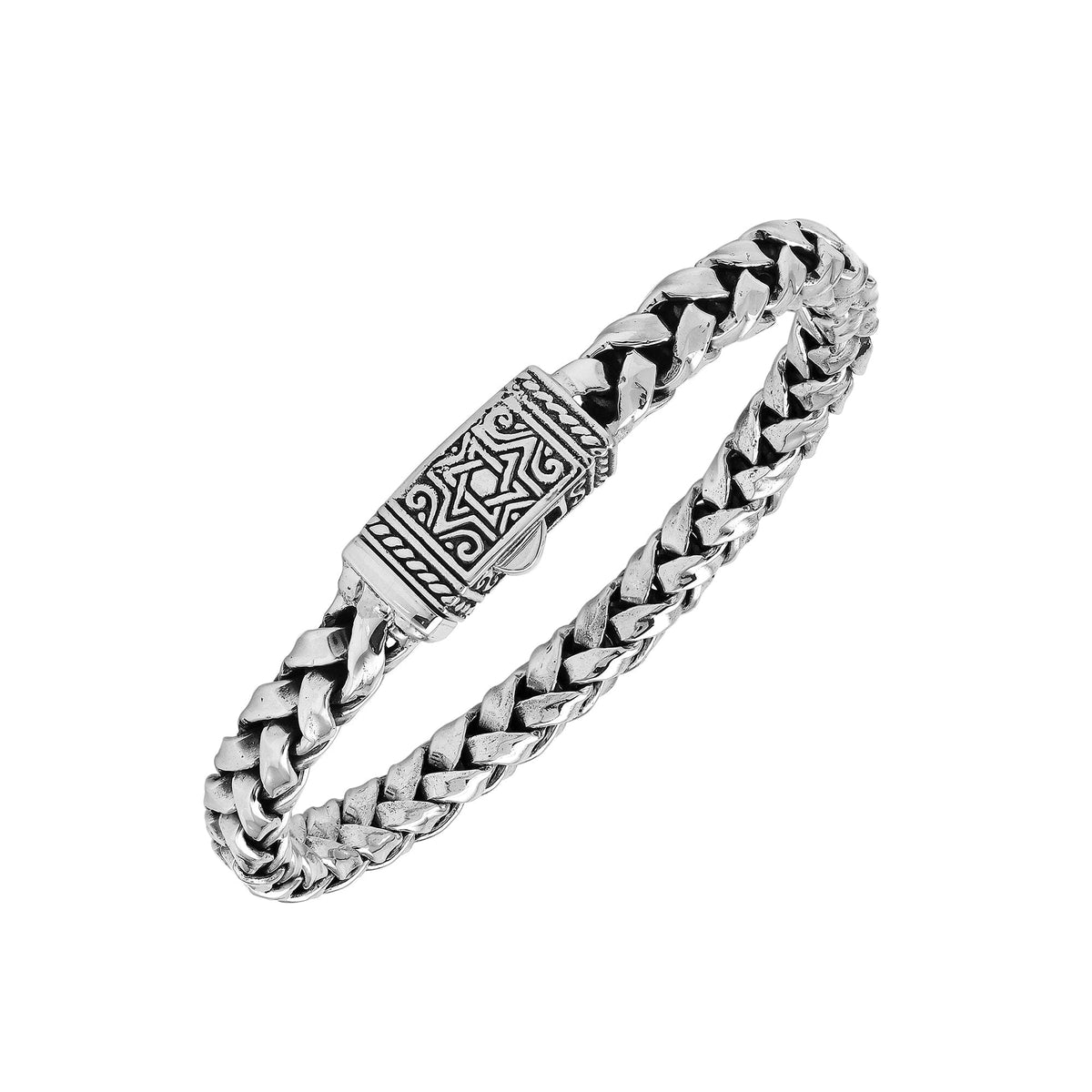 AB-1242-S-7" Sterling Silver Bracelet With Plain Silver Jewelry Bali Designs Inc 