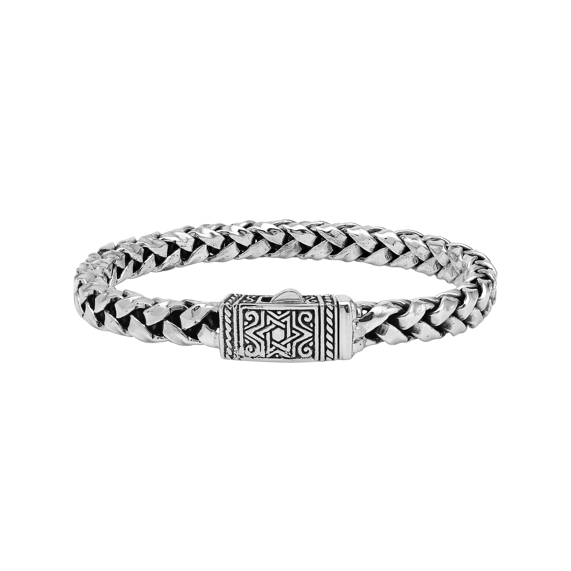 AB-1242-S-7" Sterling Silver Bracelet With Plain Silver Jewelry Bali Designs Inc 