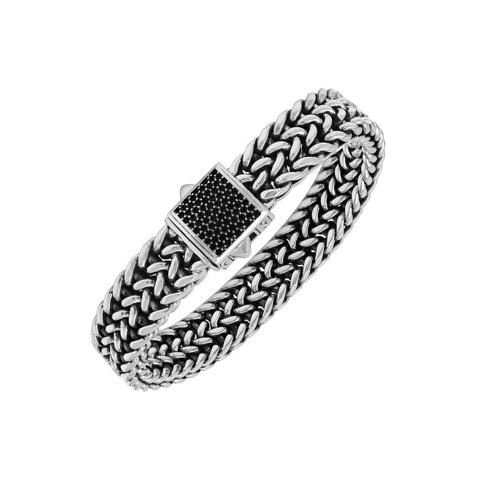 AB-1243-CZB-8" Sterling Silver Bracelet With Black Cubic Zirconia Jewelry Bali Designs Inc 