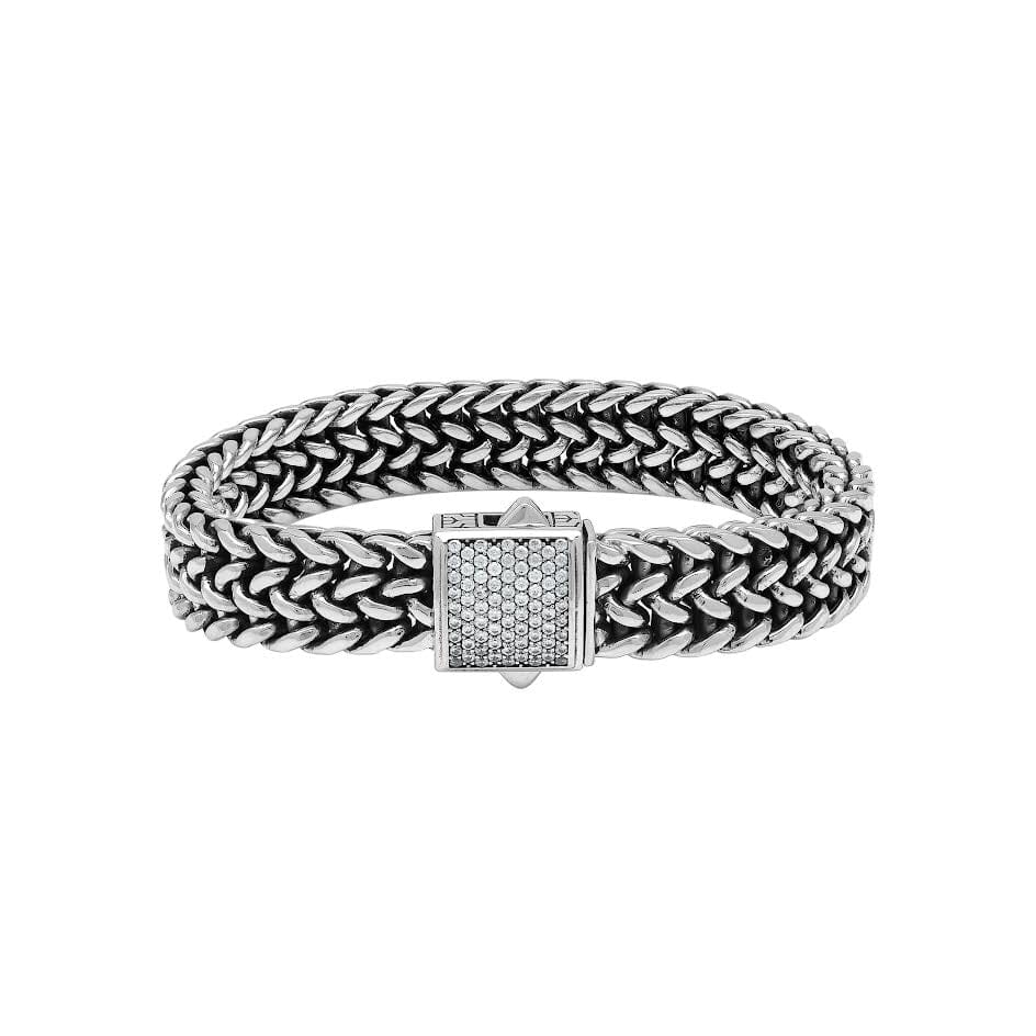 AB-1243-CZW-8" Sterling Silver Bracelet With White Cubic Zirconia Jewelry Bali Designs Inc 