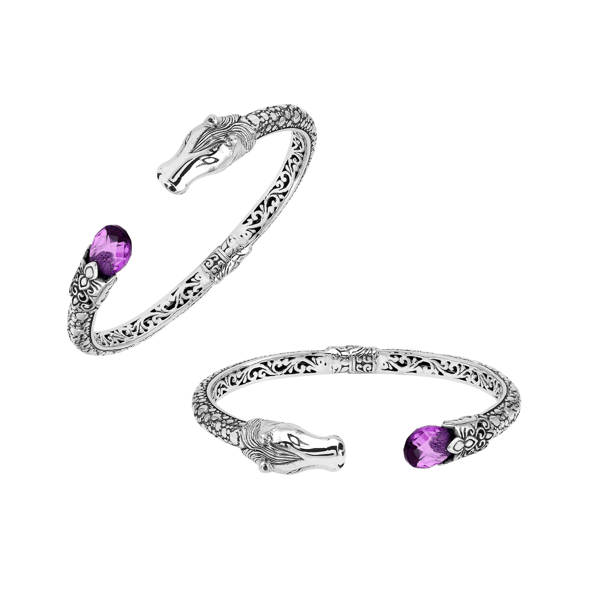 AB-1244-AM Sterling Silver Bangle With Gemstone Jewelry Bali Designs Inc 
