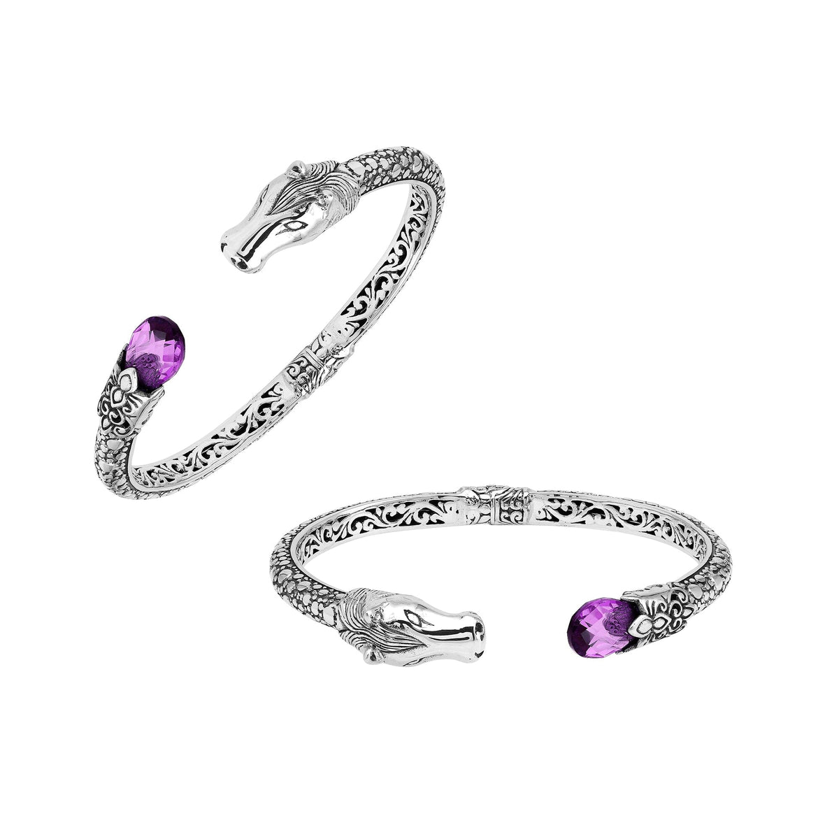 AB-1244-AM Sterling Silver Bangle With Gemstone Jewelry Bali Designs Inc 