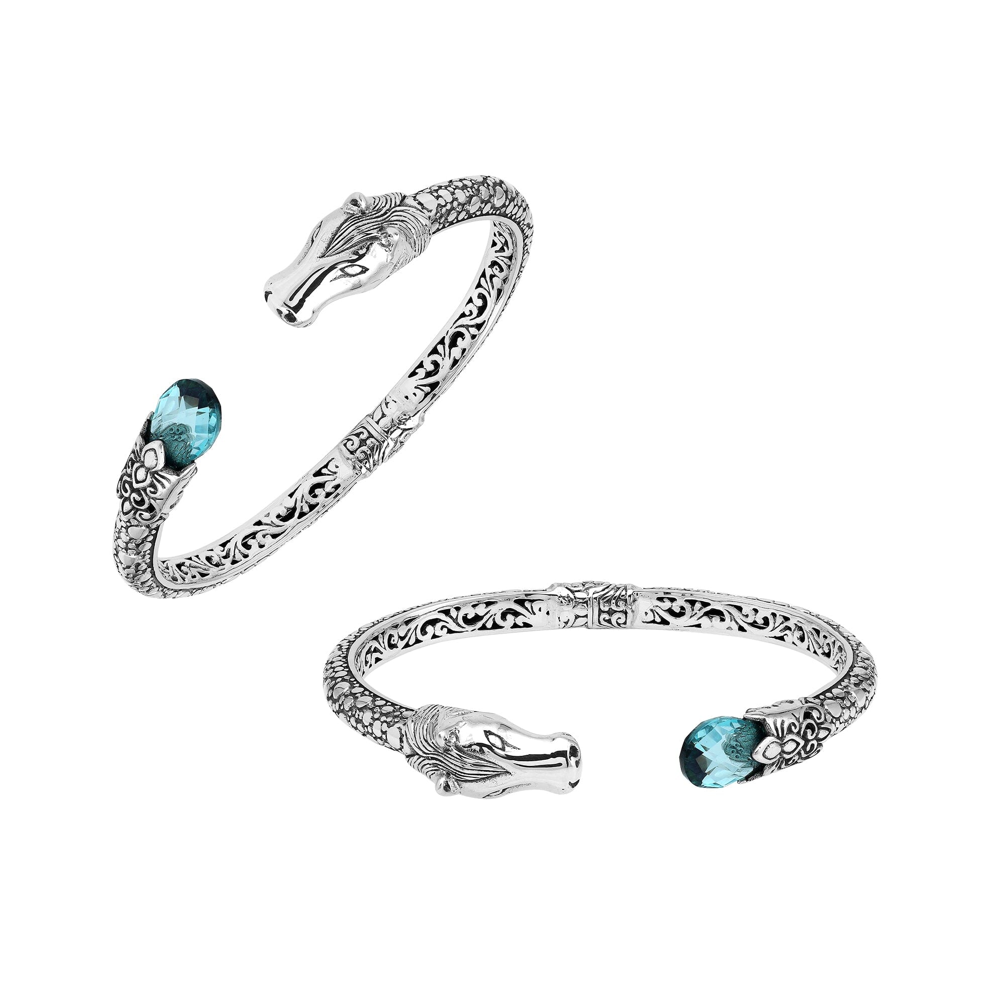 AB-1244-BT Sterling Silver Bangle With Gemstone Jewelry Bali Designs Inc 