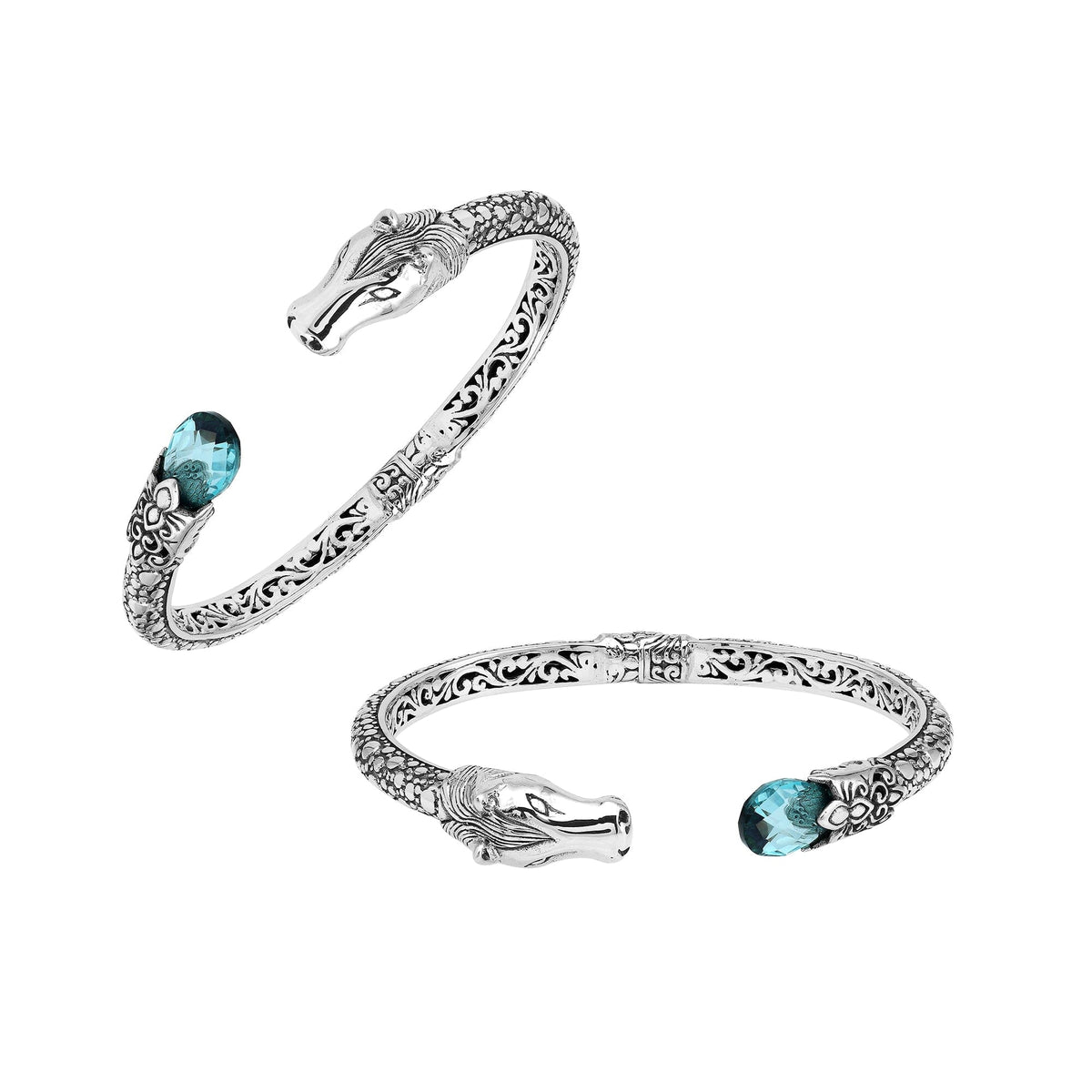 AB-1244-BT Sterling Silver Bangle With Gemstone Jewelry Bali Designs Inc 