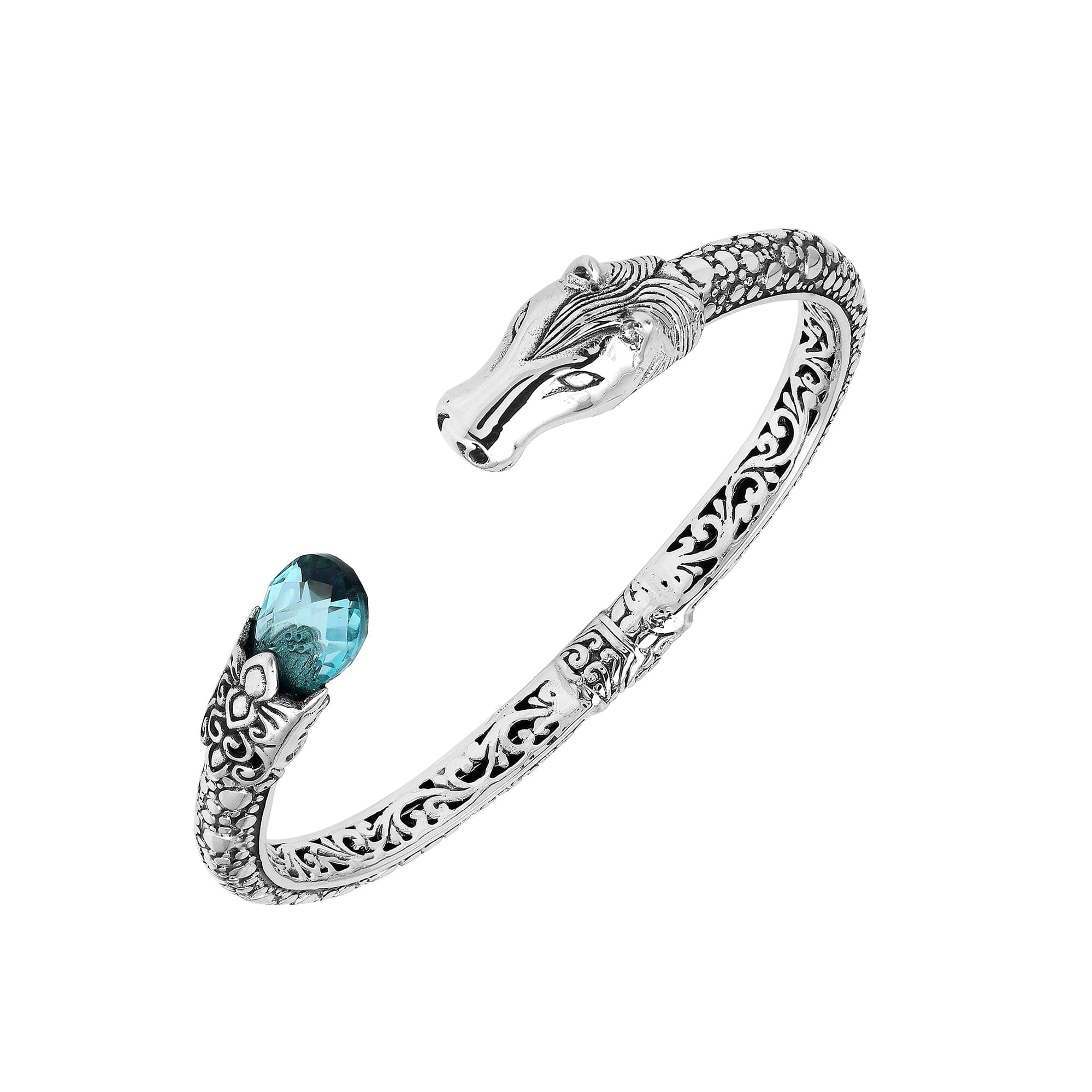 AB-1244-BT Sterling Silver Bangle With Gemstone Jewelry Bali Designs Inc 