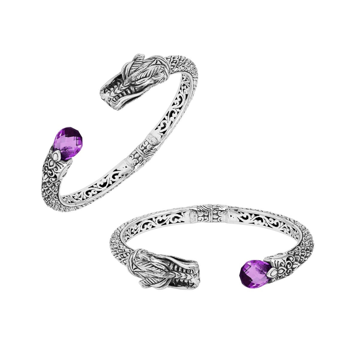 AB-1245-AM Sterling Silver Bangle With Gemstone Jewelry Bali Designs Inc 