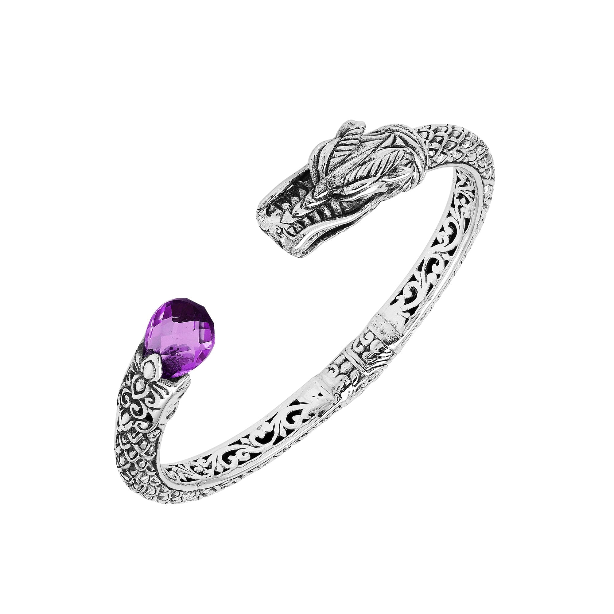 AB-1245-AM Sterling Silver Bangle With Gemstone Jewelry Bali Designs Inc 