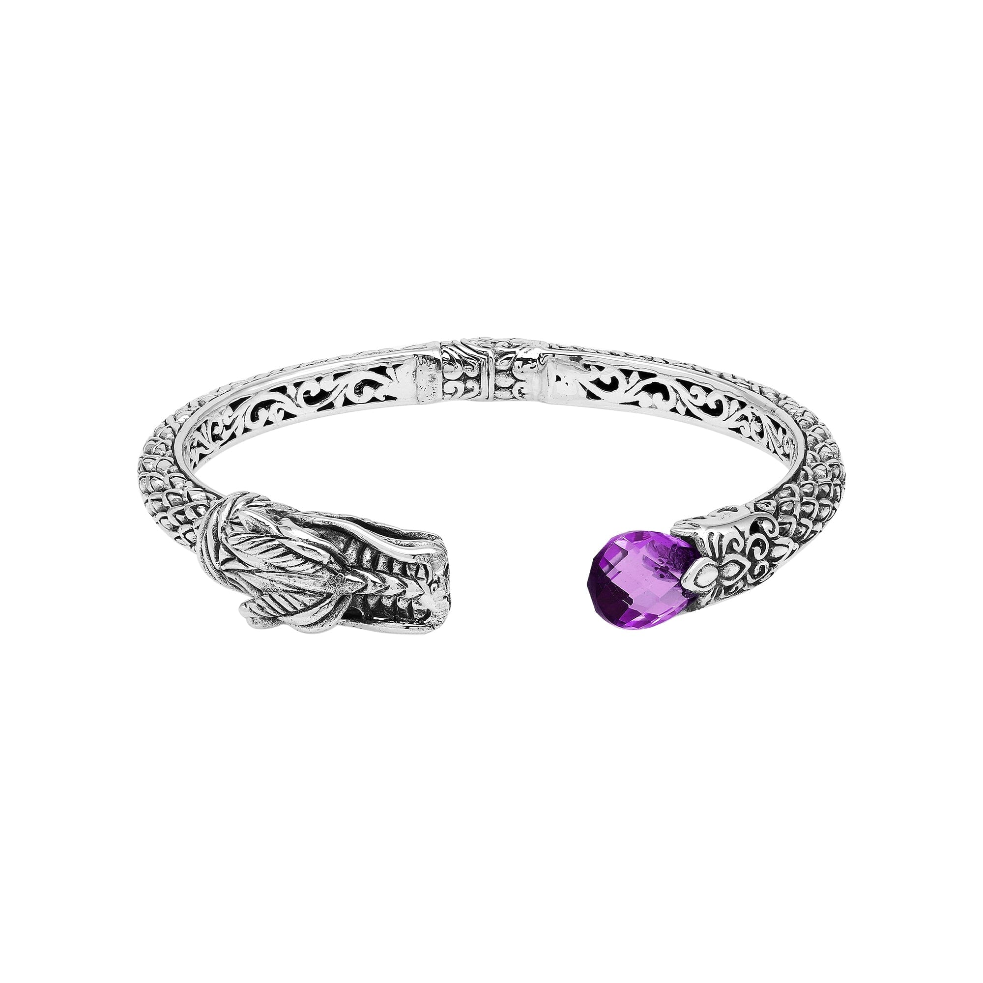 AB-1245-AM Sterling Silver Bangle With Gemstone Jewelry Bali Designs Inc 