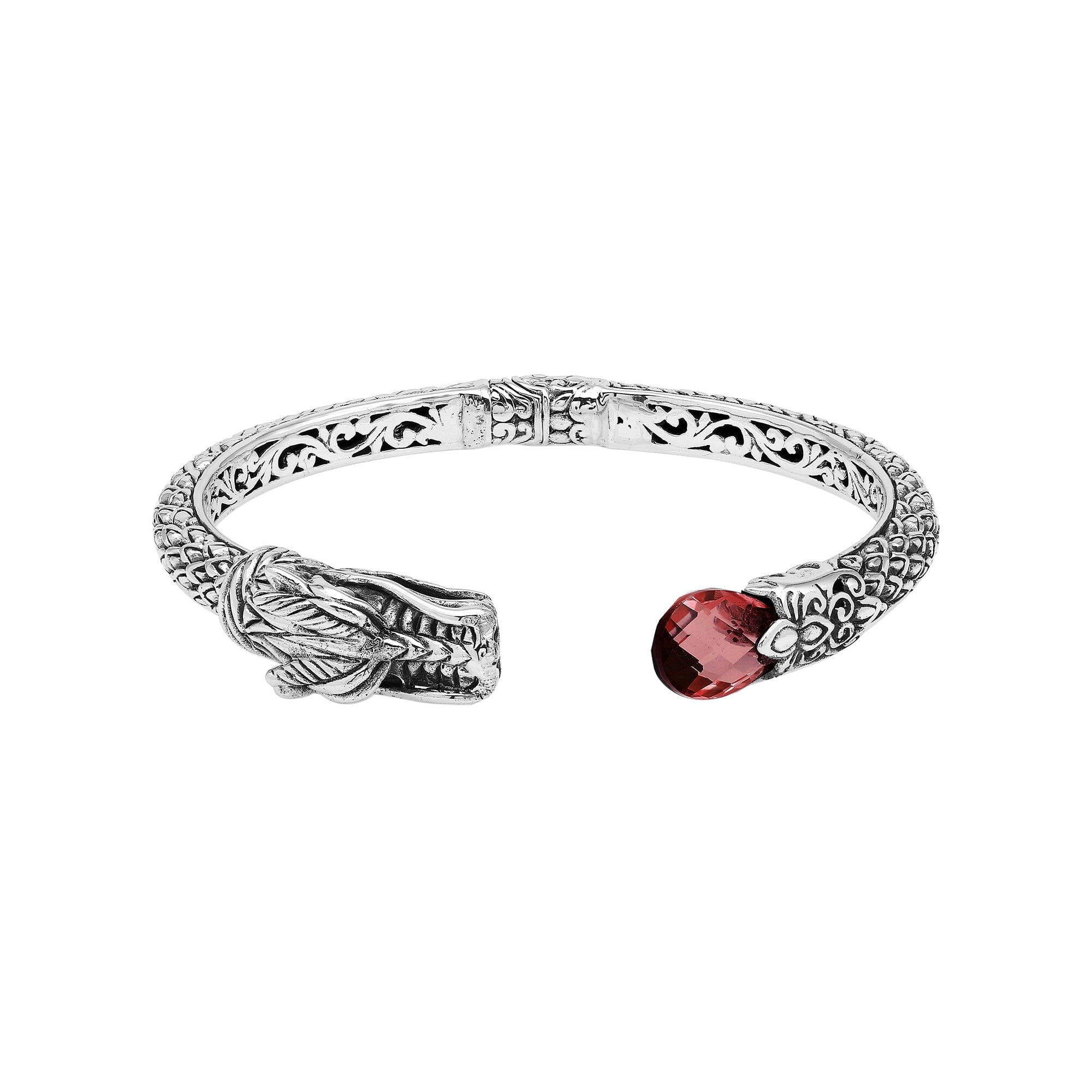 AB-1245-GA Sterling Silver Bangle With Gemstone Jewelry Bali Designs Inc 