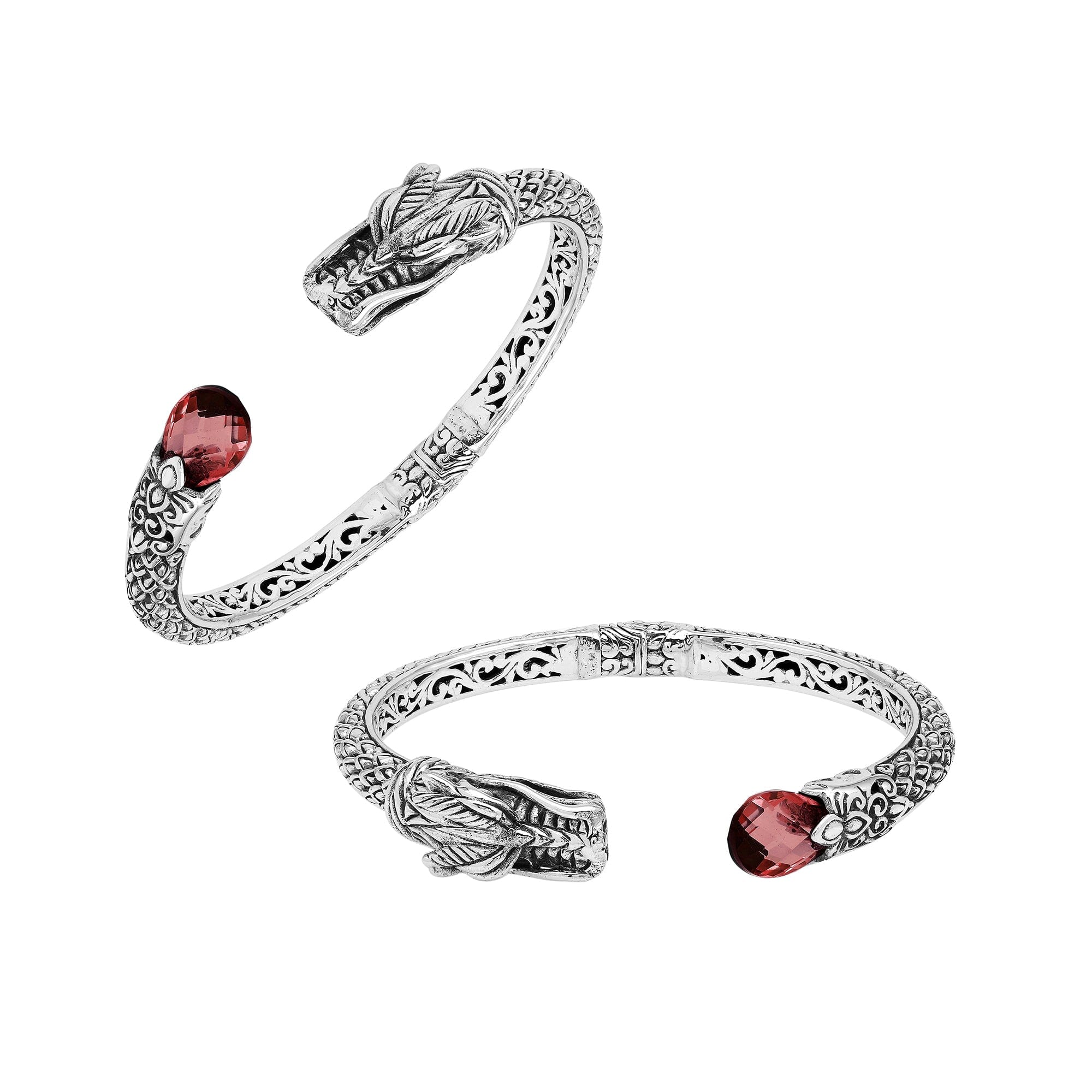 AB-1245-GA Sterling Silver Bangle With Gemstone Jewelry Bali Designs Inc 