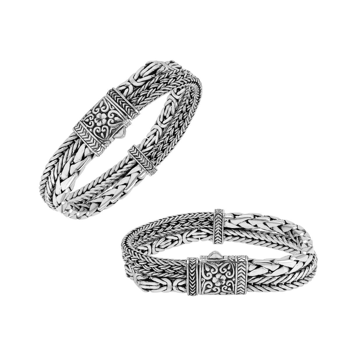 AB-1246-S-7" Sterling Silver Bracelet With Plain Silver Jewelry Bali Designs Inc 