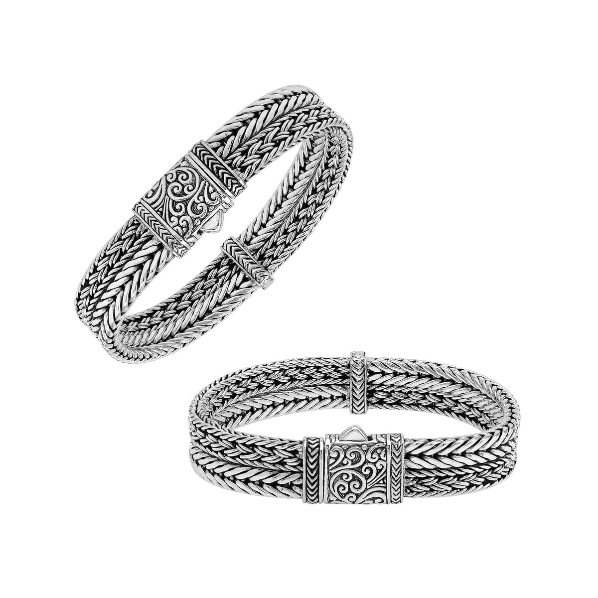 AB-1247-S-7" Sterling Silver Bracelet With Plain Silver Jewelry Bali Designs Inc 