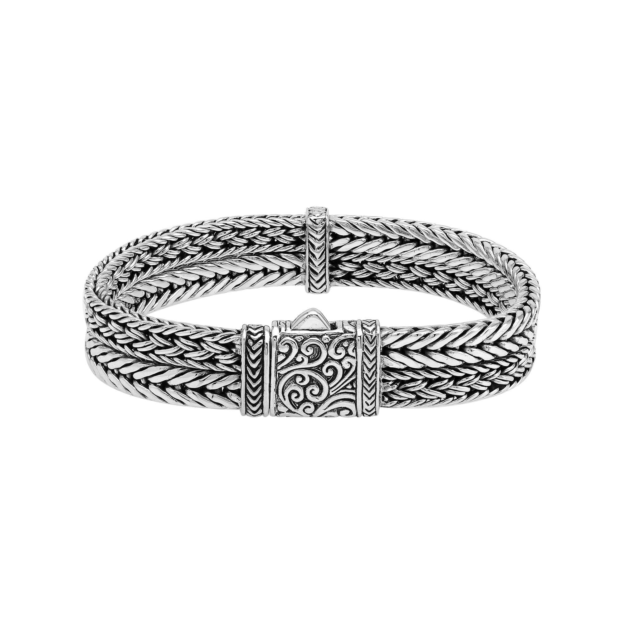AB-1247-S-7" Sterling Silver Bracelet With Plain Silver Jewelry Bali Designs Inc 