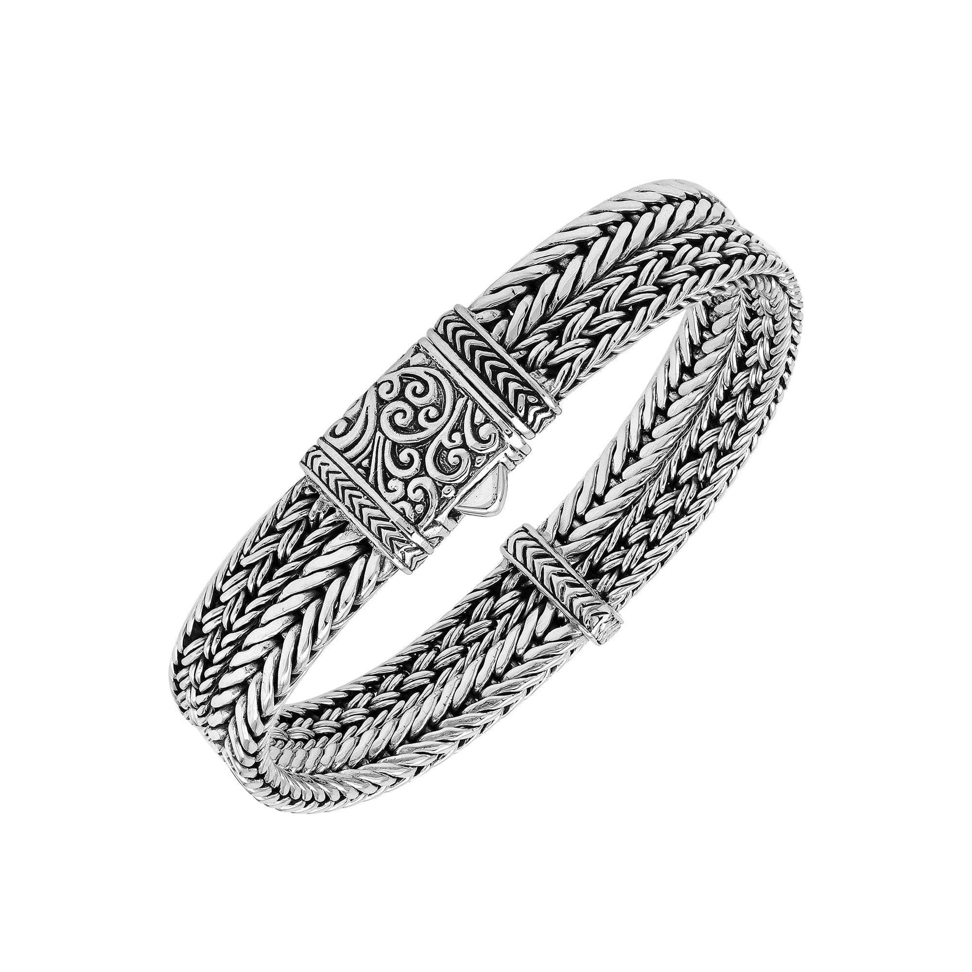 AB-1247-S-7" Sterling Silver Bracelet With Plain Silver Jewelry Bali Designs Inc 
