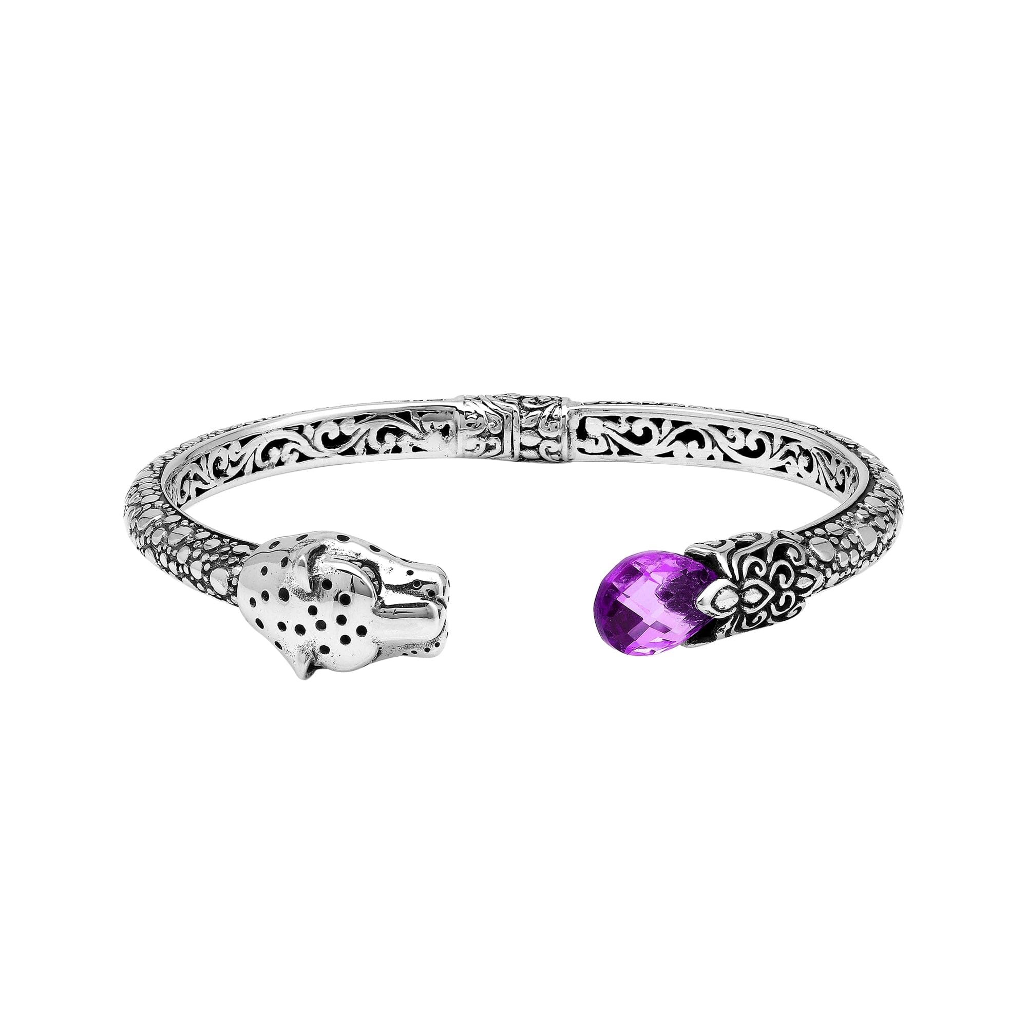 AB-1250-AM Sterling Silver Bangle With Gemstone Jewelry Bali Designs Inc 