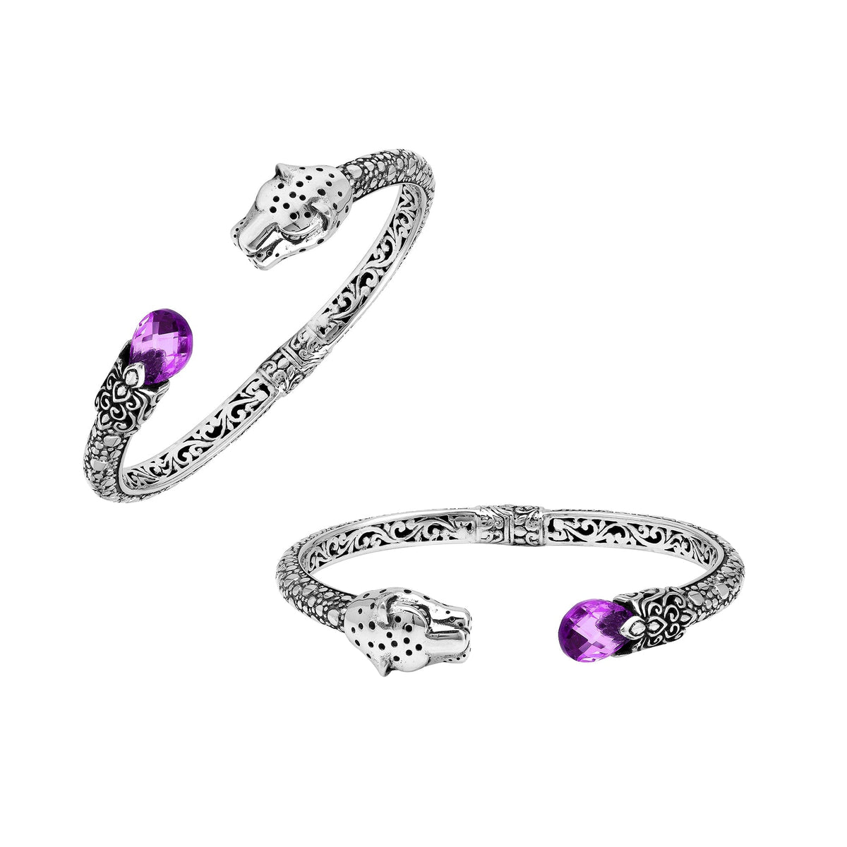 AB-1250-AM Sterling Silver Bangle With Gemstone Jewelry Bali Designs Inc 