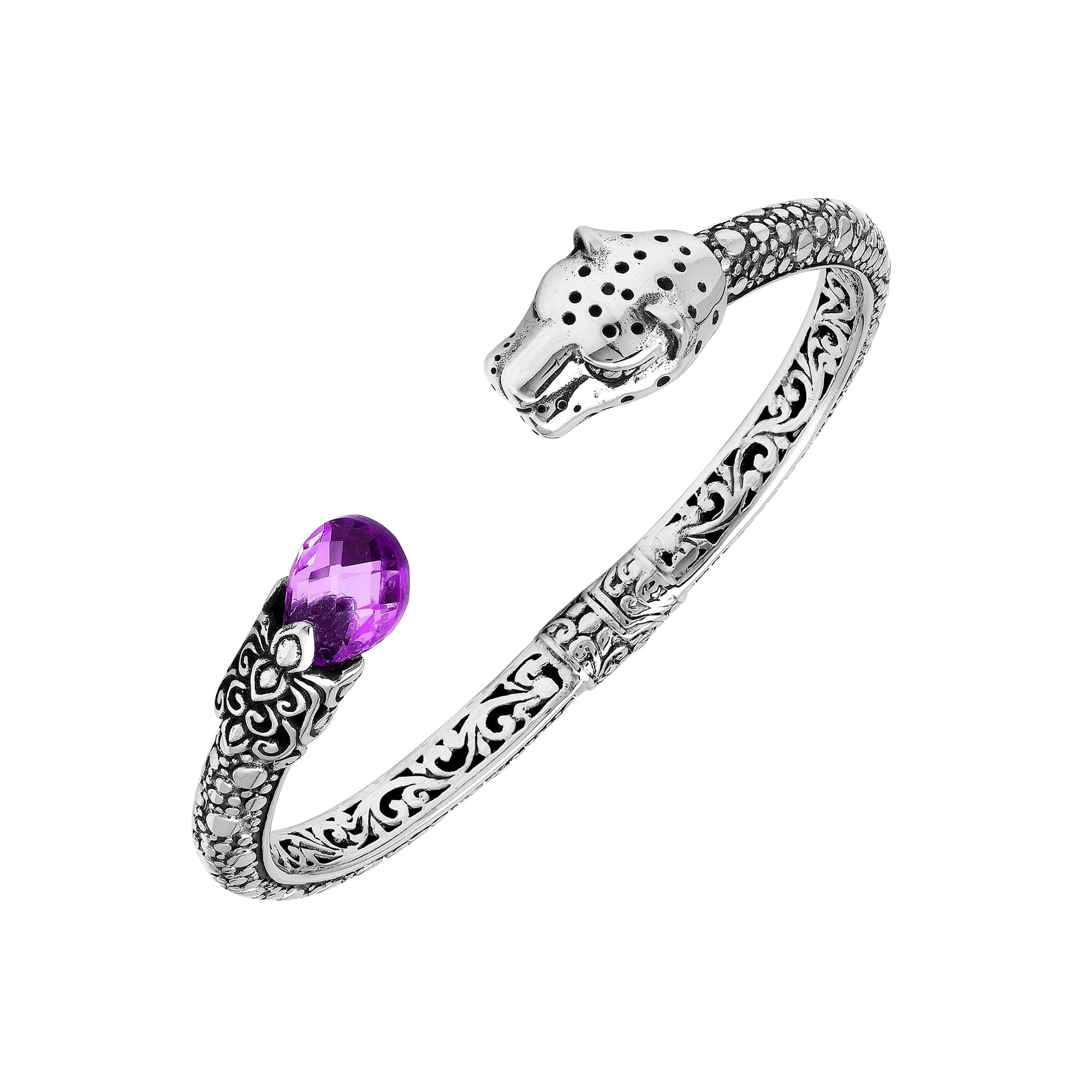 AB-1250-AM Sterling Silver Bangle With Gemstone Jewelry Bali Designs Inc 