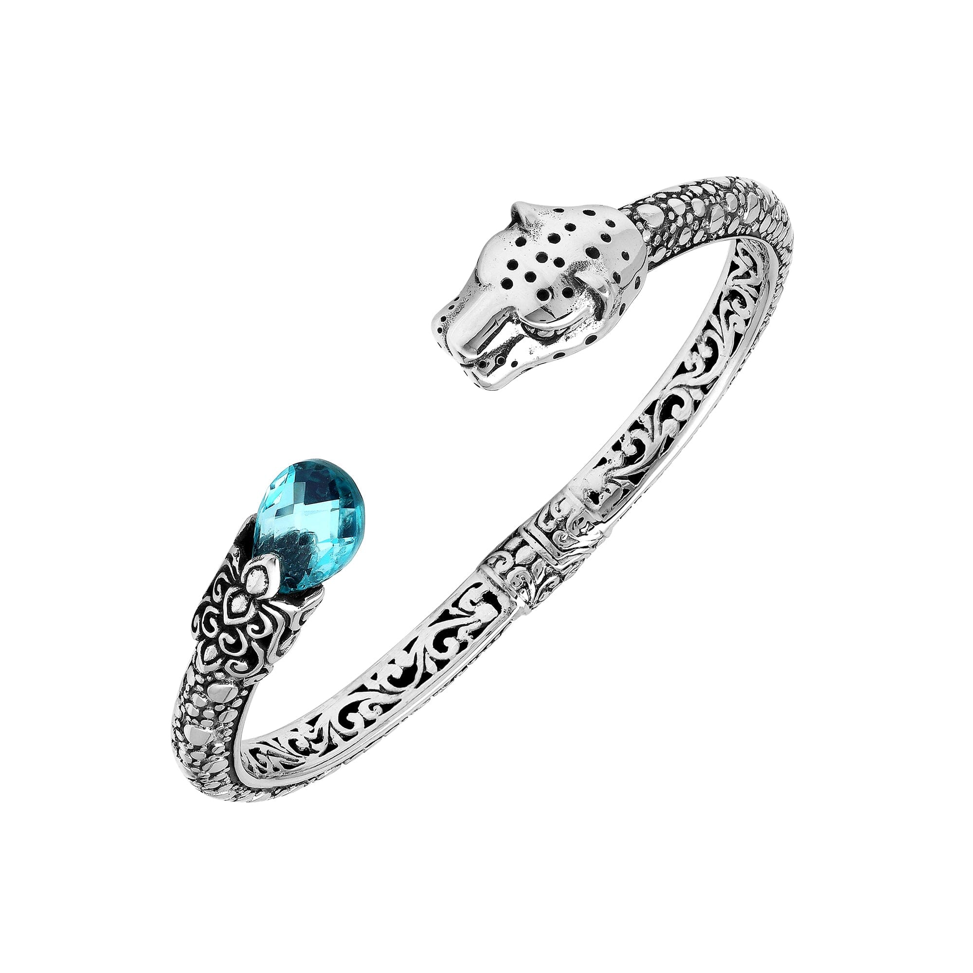 AB-1250-BT Sterling Silver Bangle With Gemstone Jewelry Bali Designs Inc 