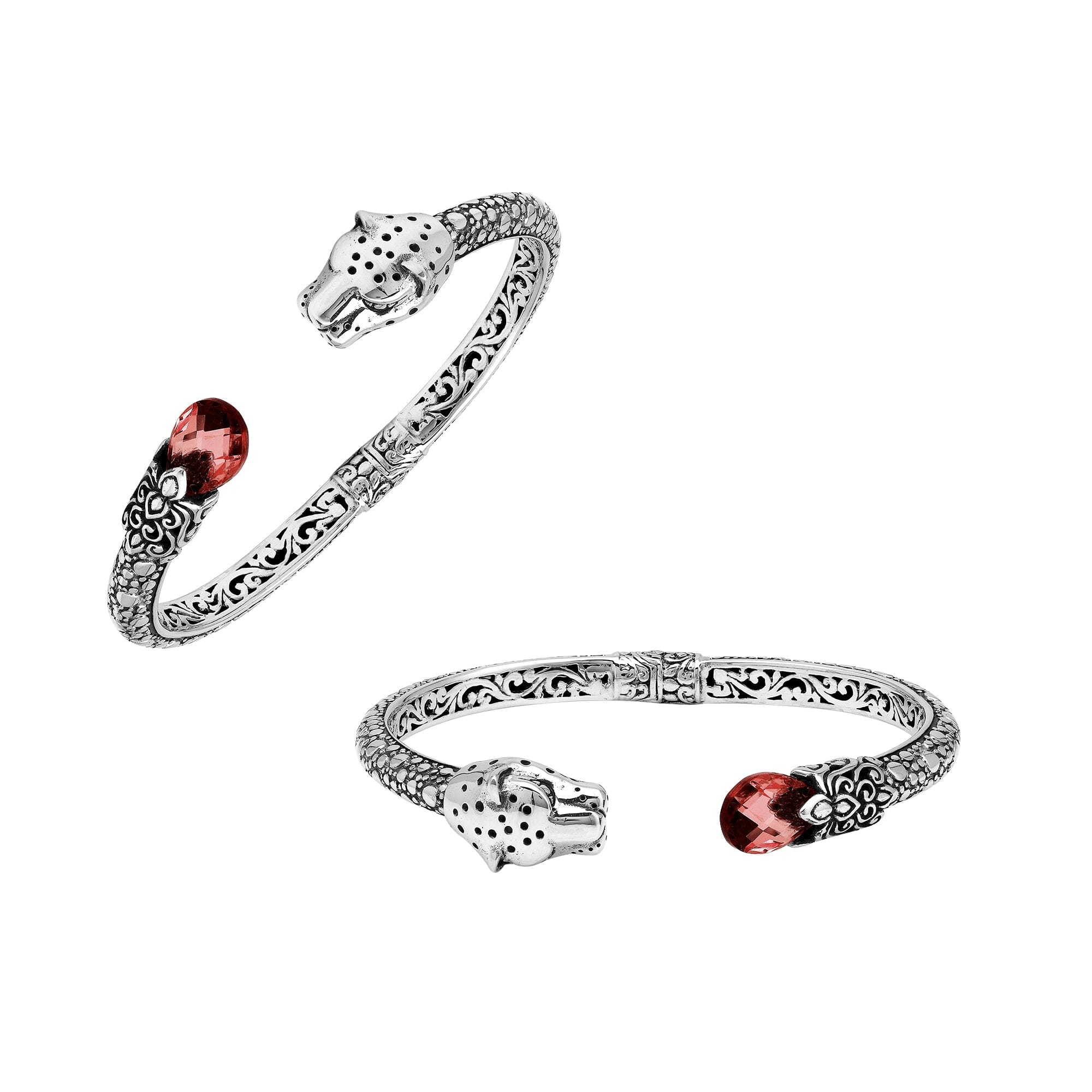 AB-1250-GA Sterling Silver Bangle With Garnet Quartz Jewelry Bali Designs Inc 
