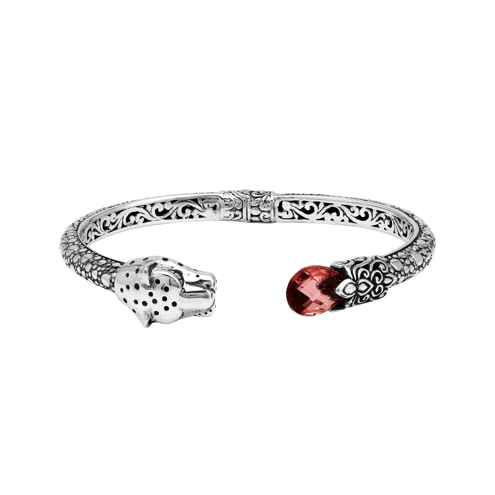 AB-1250-GA Sterling Silver Bangle With Garnet Quartz Jewelry Bali Designs Inc 