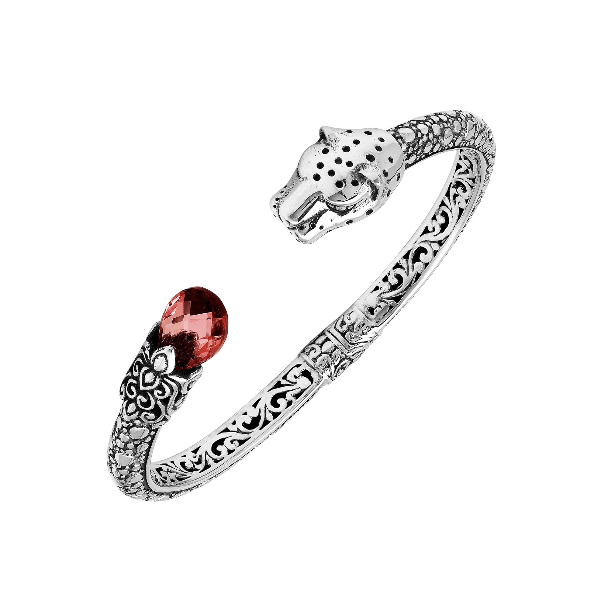 AB-1250-GA Sterling Silver Bangle With Garnet Quartz Jewelry Bali Designs Inc 