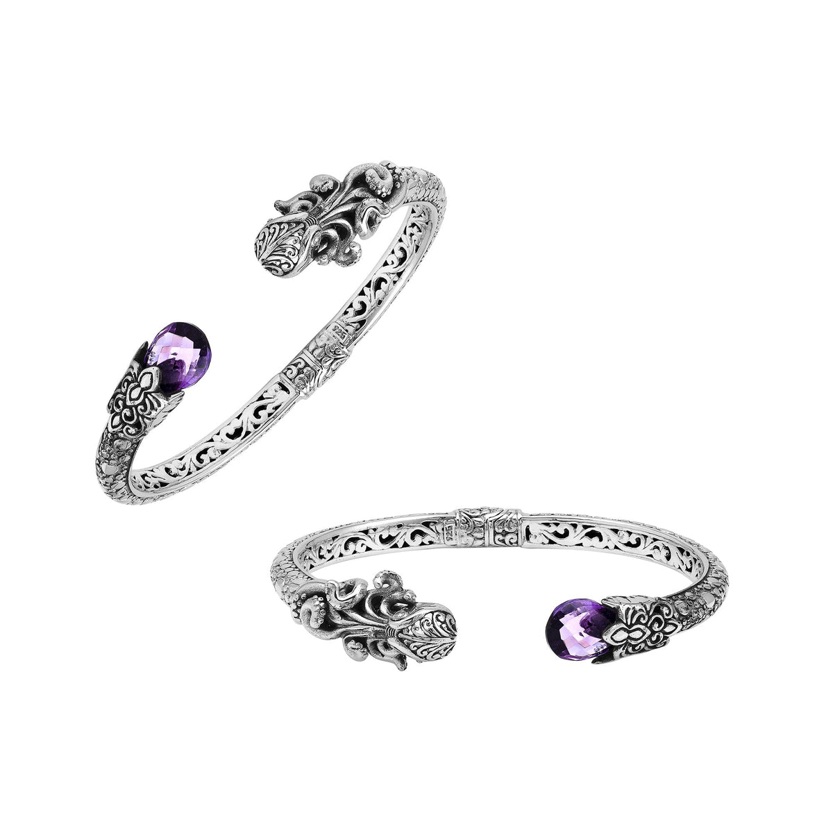 AB-1251-AM Sterling Silver Bangle With Gemstone Jewelry Bali Designs Inc 