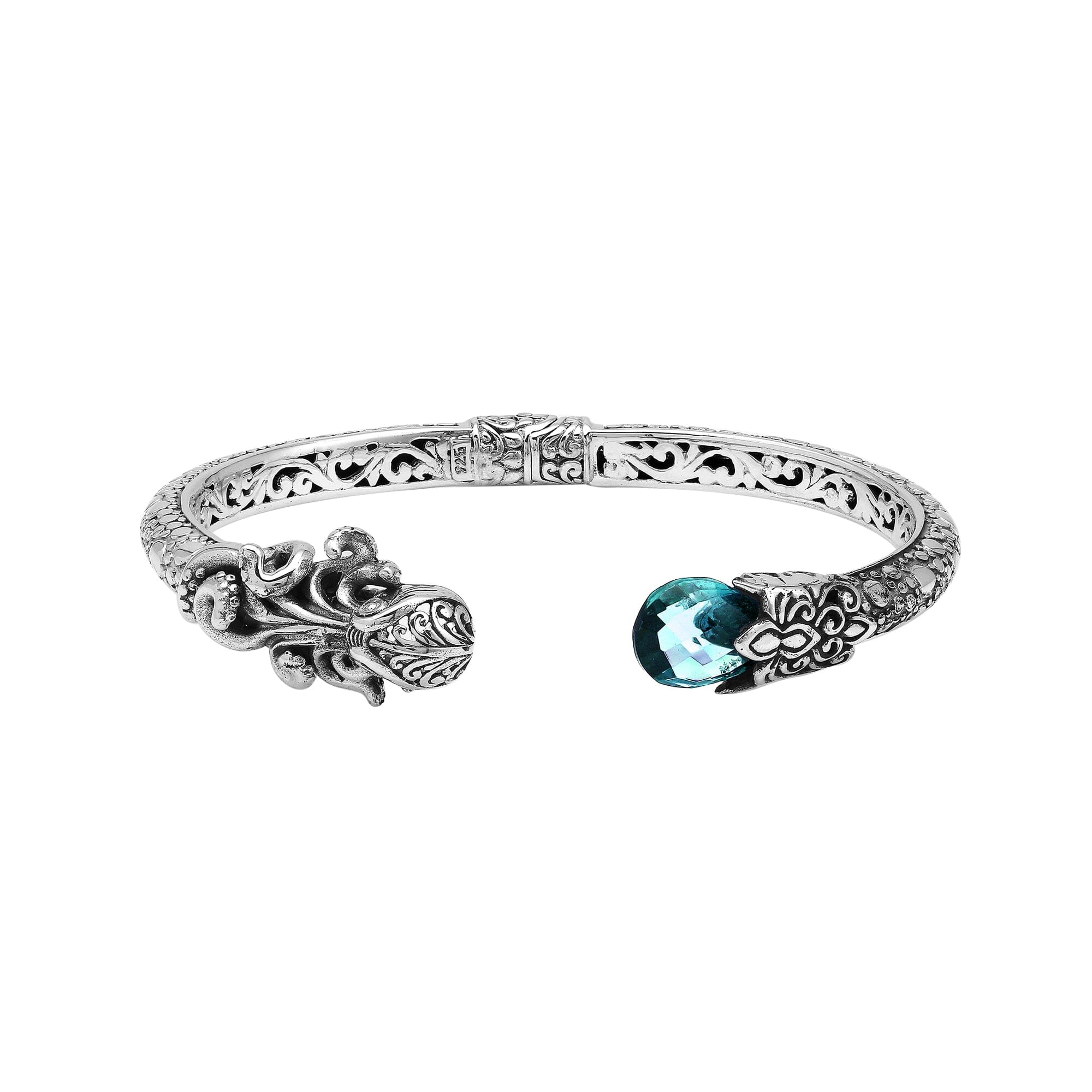 AB-1251-BT Sterling Silver Bangle With Gemstone Jewelry Bali Designs Inc 