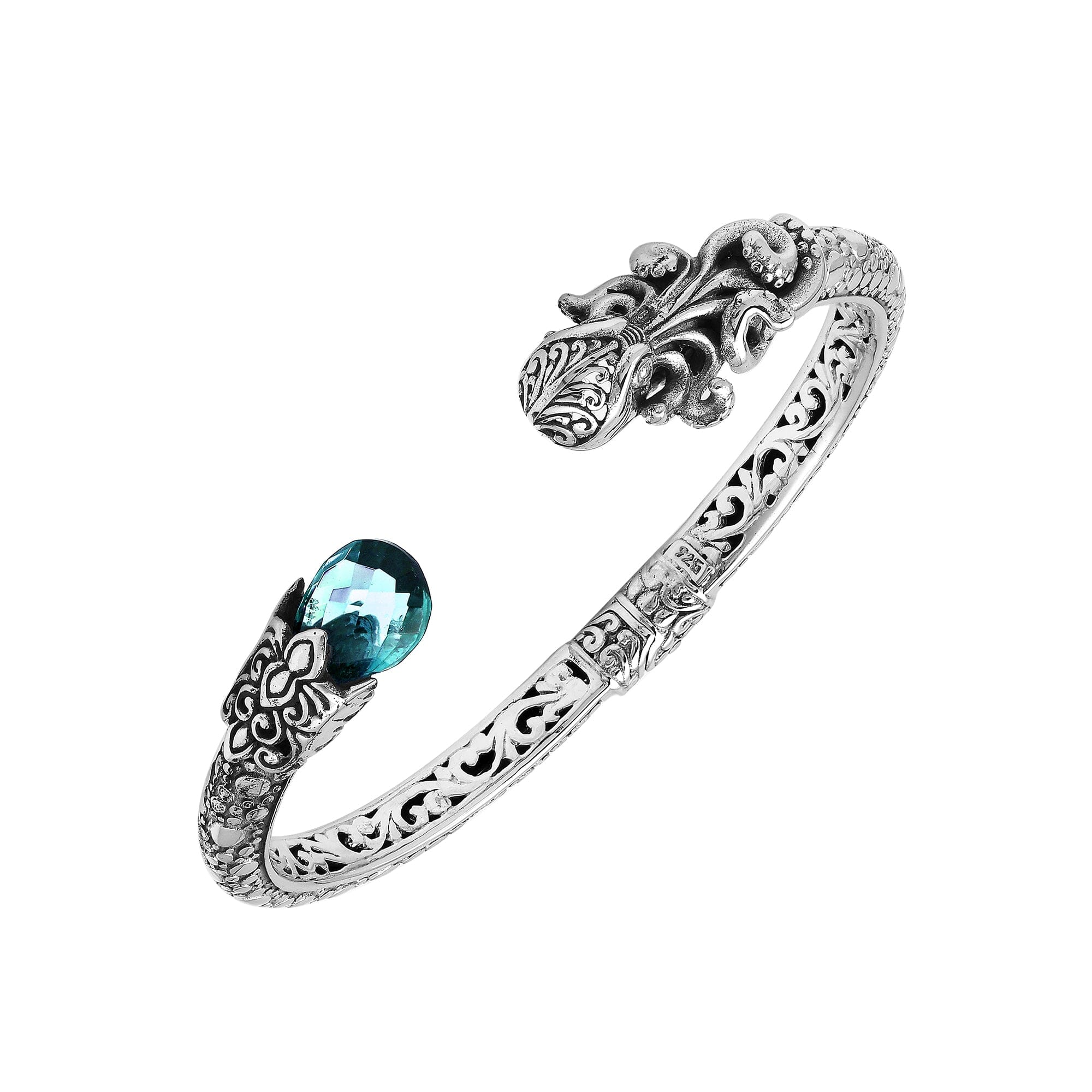 AB-1251-BT Sterling Silver Bangle With Gemstone Jewelry Bali Designs Inc 