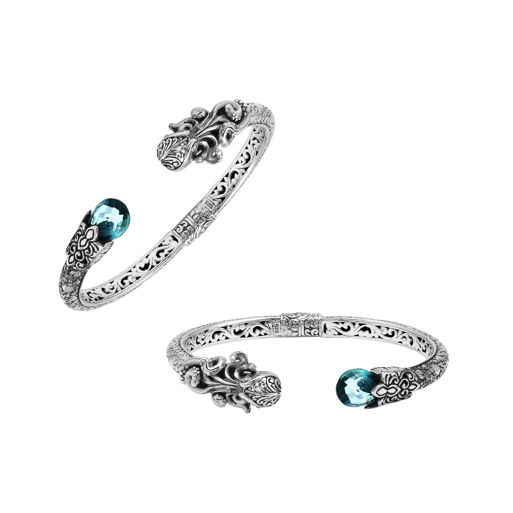 AB-1251-BT Sterling Silver Bangle With Gemstone Jewelry Bali Designs Inc 