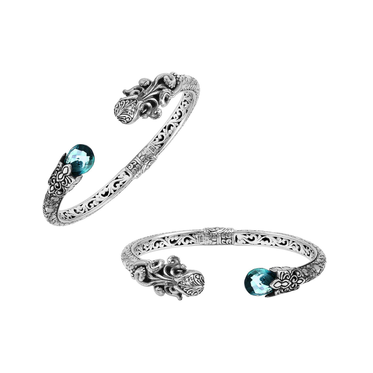 AB-1251-BT Sterling Silver Bangle With Gemstone Jewelry Bali Designs Inc 